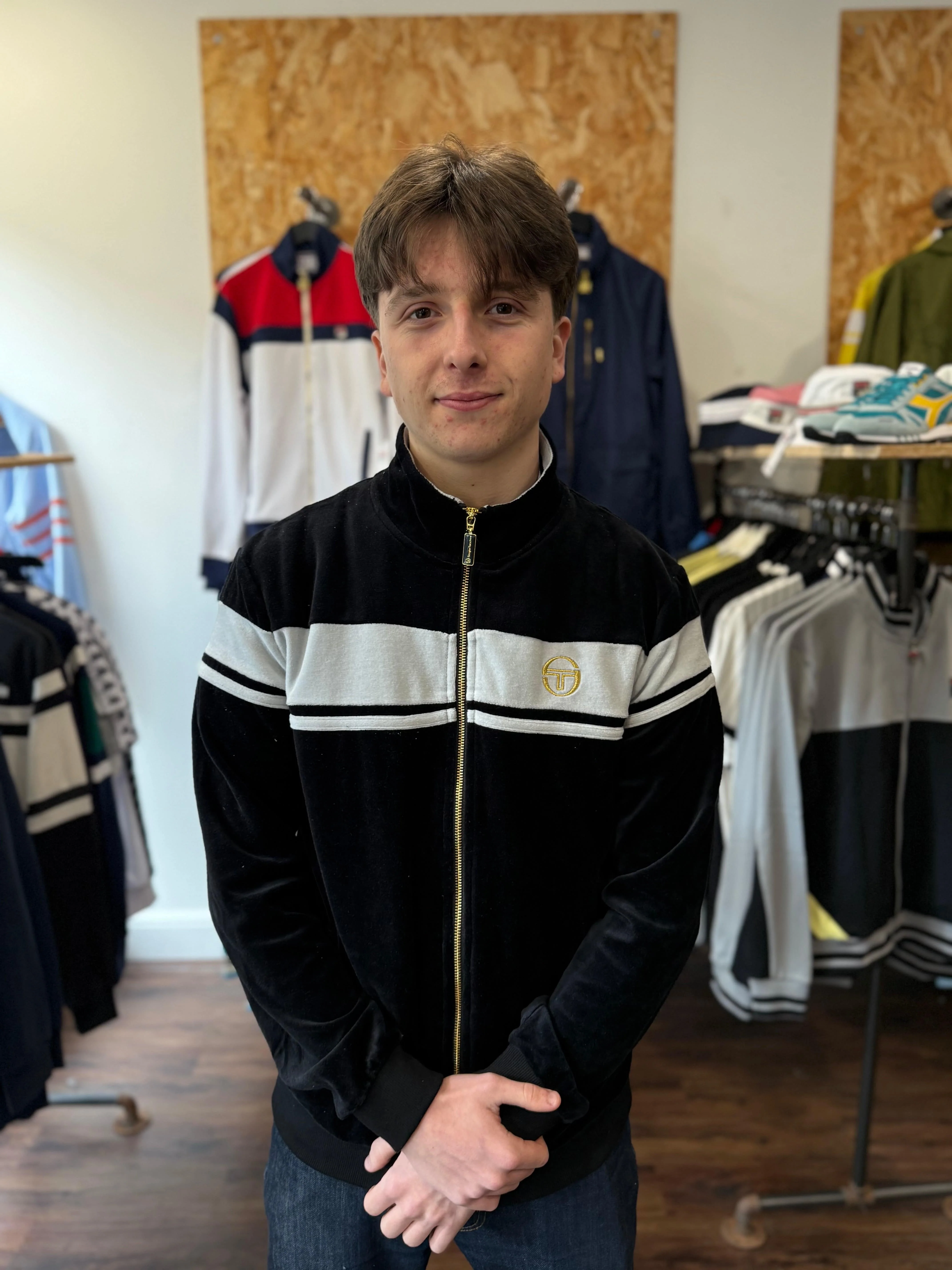 Sergio Tacchini Damarindo Velour Track Top in Black - Image 2