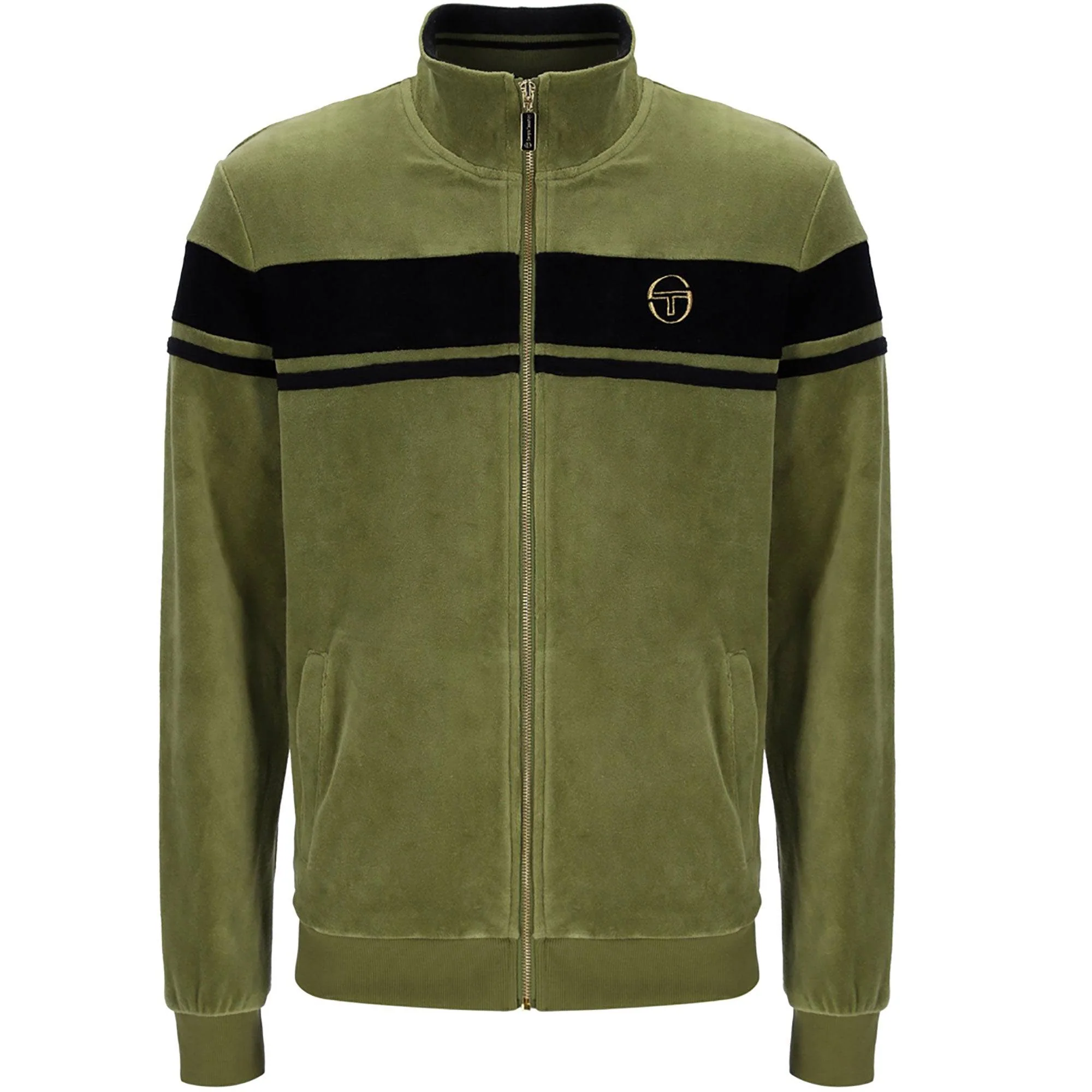 Sergio Tacchini Damarindo Velour Track Top In Sphagnum