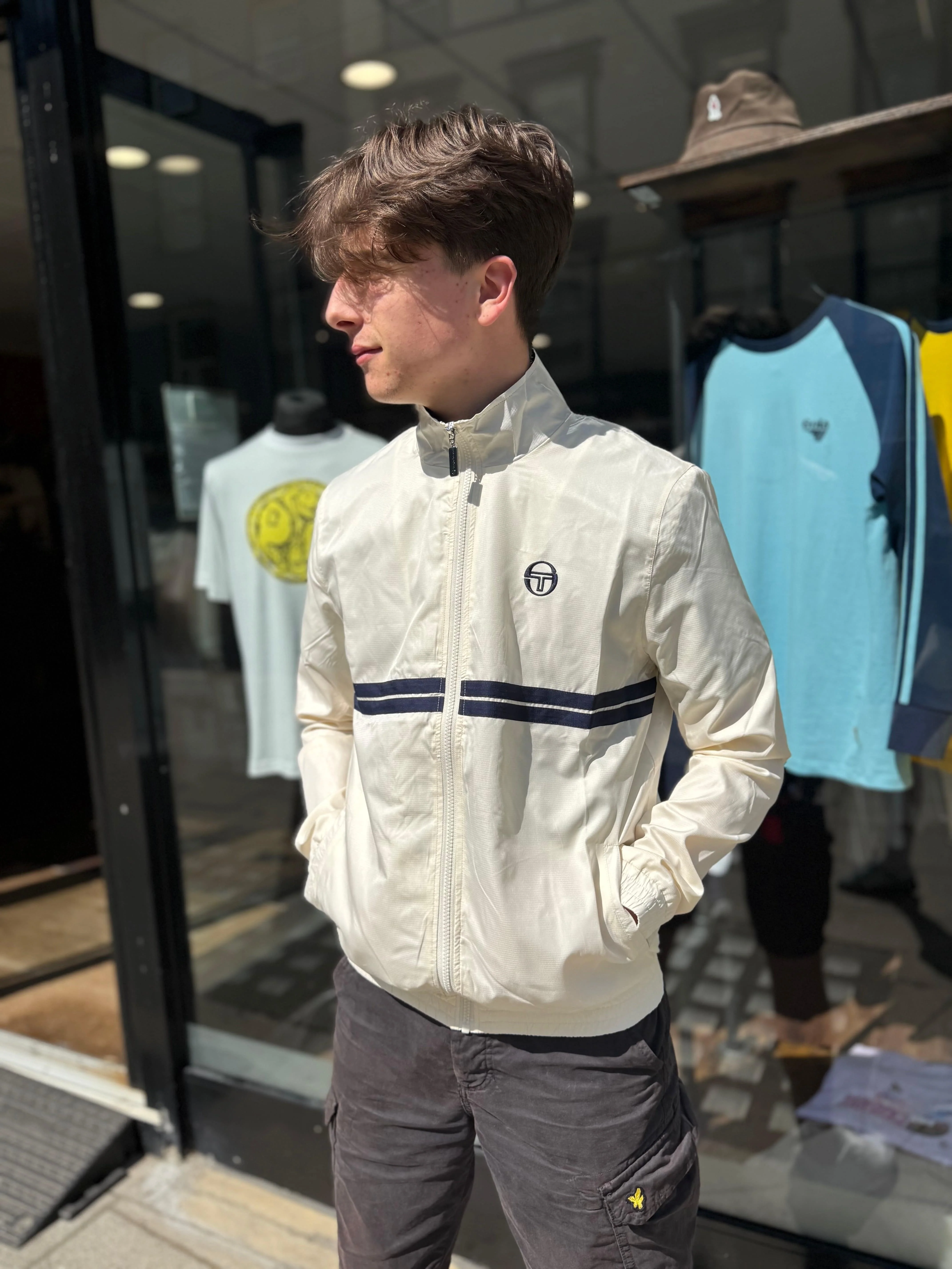 Sergio Tacchini Dino Track Top Snow White/Maritime Blue - Image 2