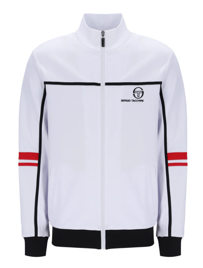 Sergio Tacchini Frankie Track Top in White/Black/Adrenaline Rush