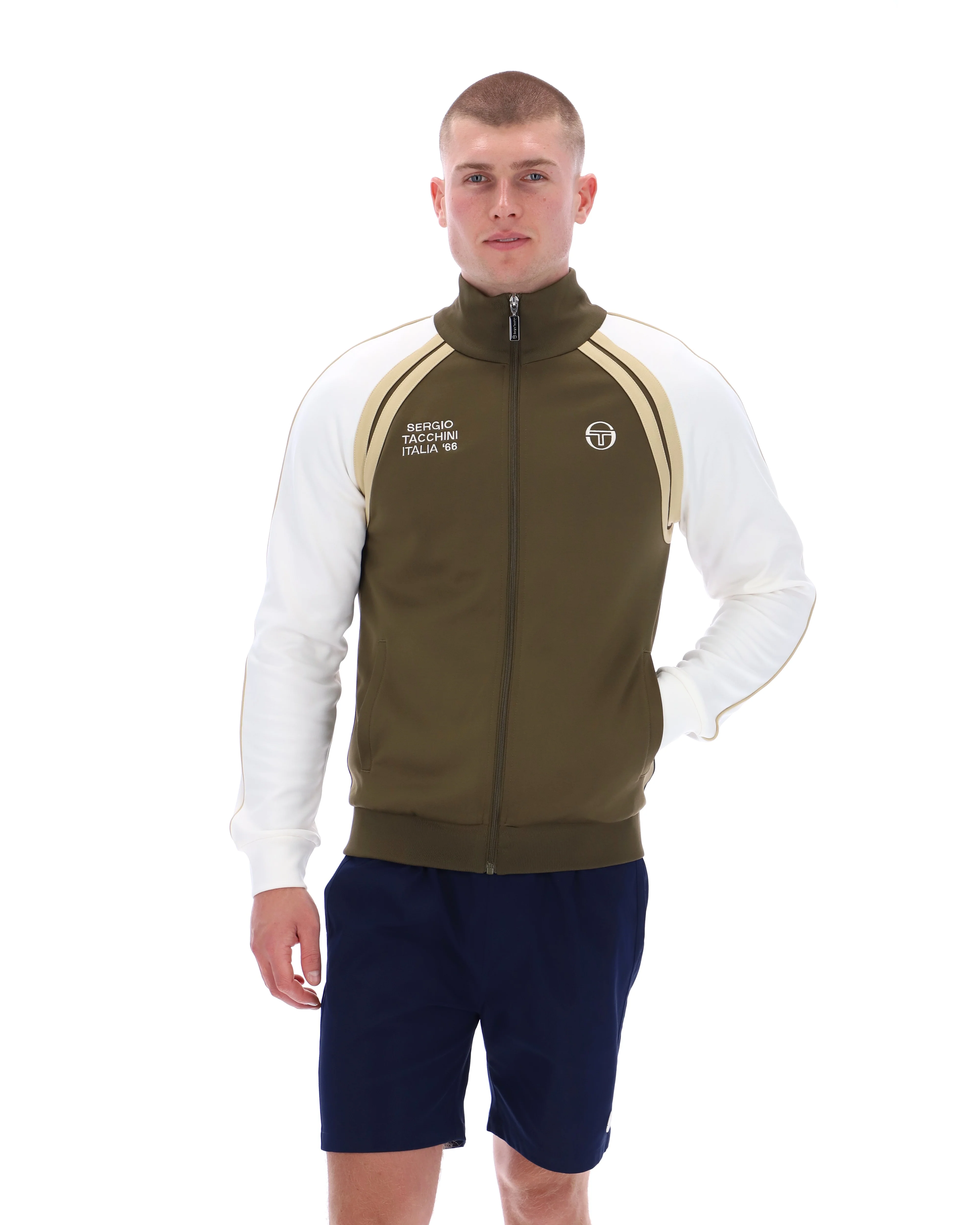 Sergio Tacchini Ghibli Davis Track Top Dark Olive/Gardenia/Mojave Desert - Image 4
