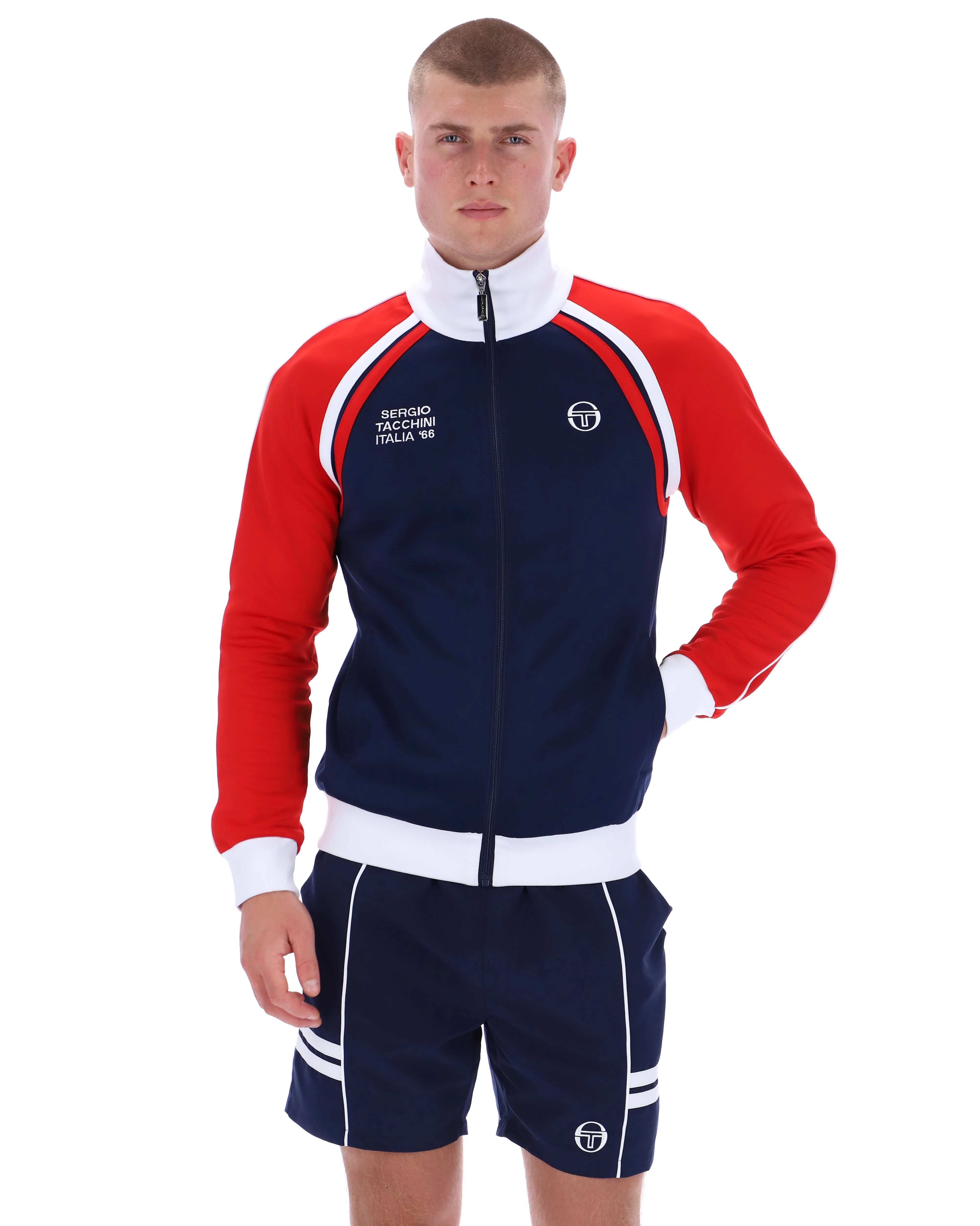Sergio Tacchini Ghibli Davis Track Top Maritime Blue/Adrenaline Rush/White - Image 4