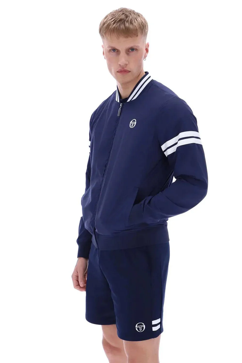 Sergio Tacchini Grello Baseball Jacket Maritime Blue/White - Image 3