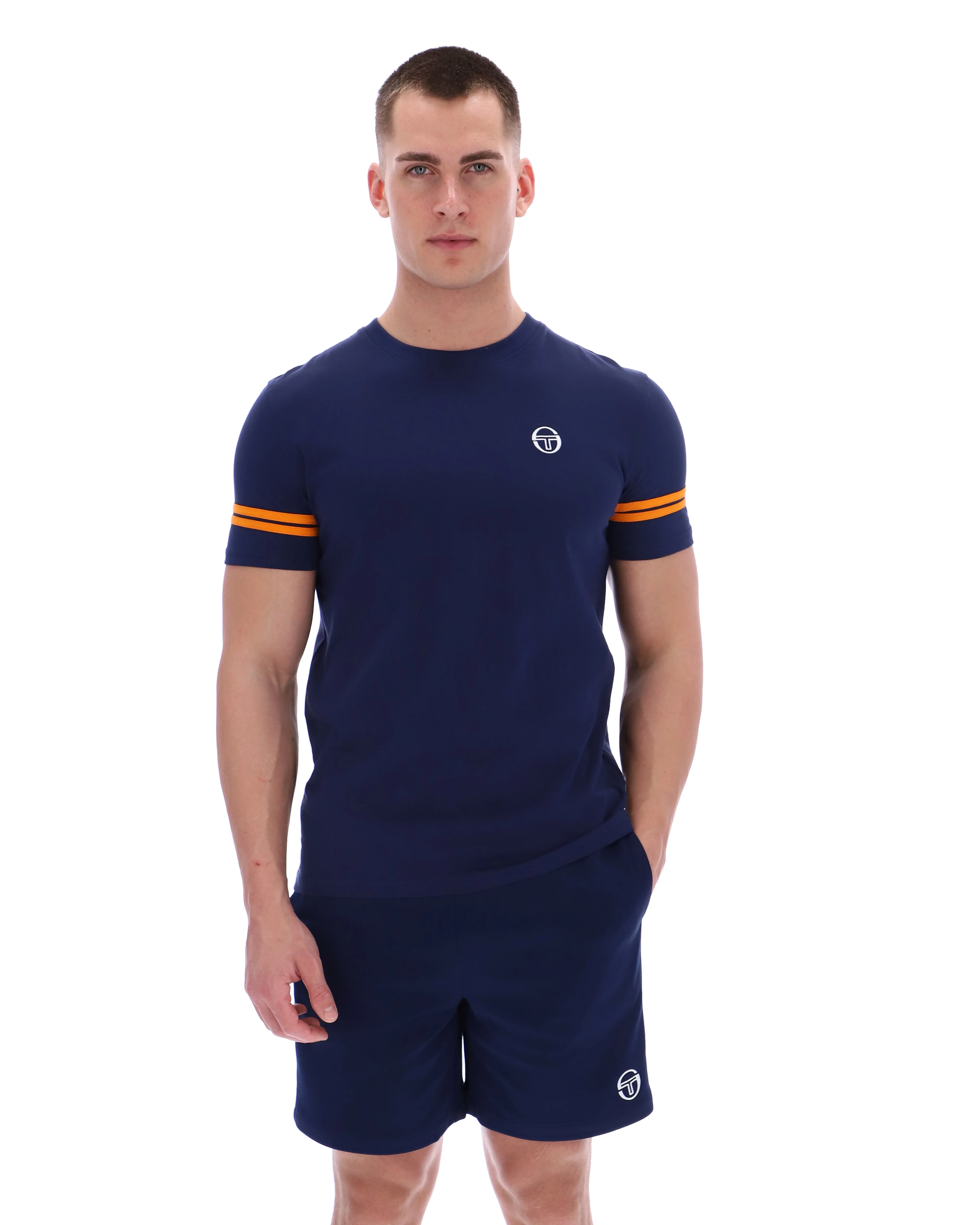 Sergio Tacchini Grello Crew Neck T-Shirt Maritime Blue/Orange Pepper