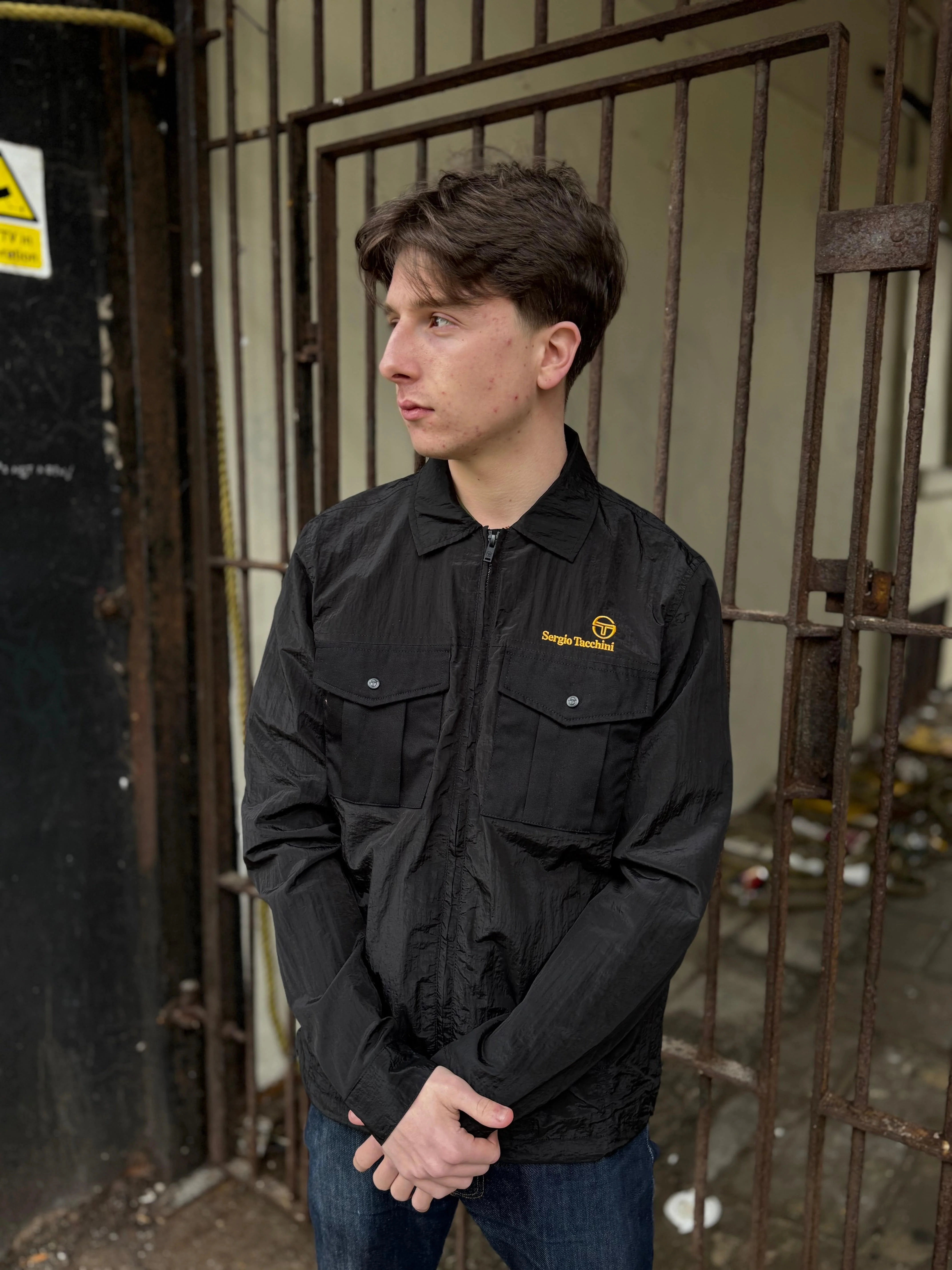 Sergio Tacchini Luciano Overshirt in Black - Image 2