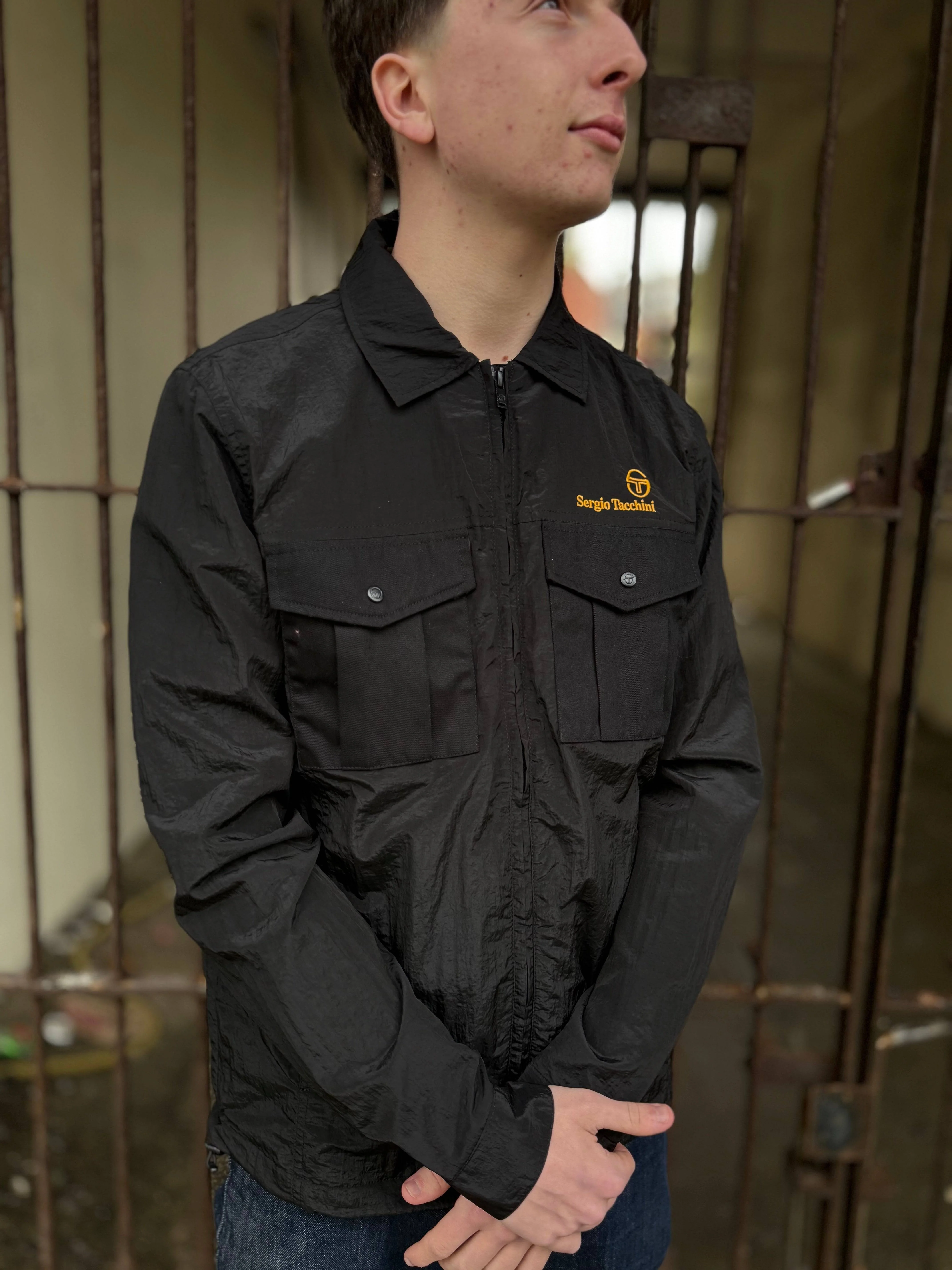 Sergio Tacchini Luciano Overshirt in Black - Image 3