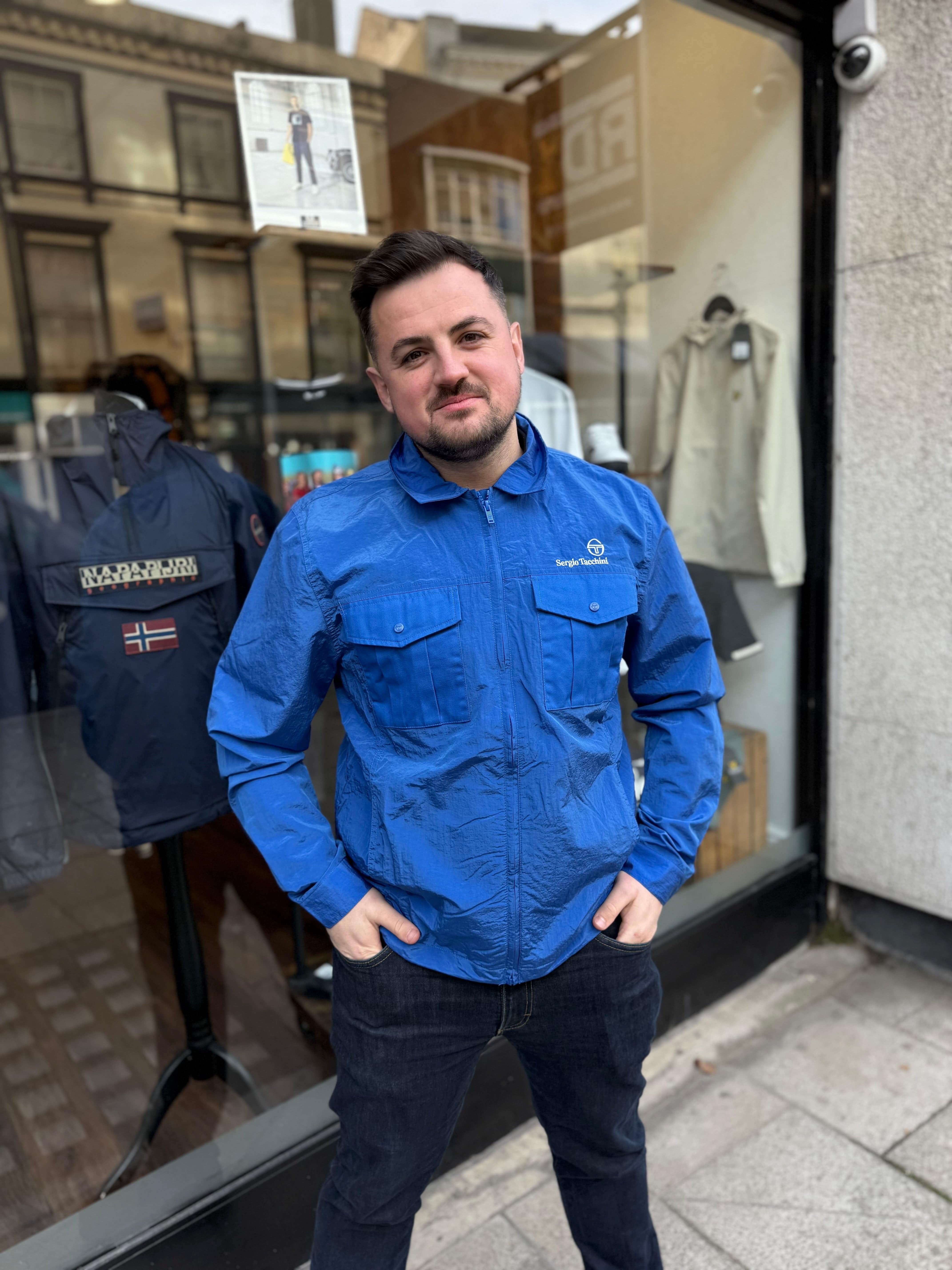 Sergio Tacchini Luciano Reg Fit Shacket In Nautical Blue - Image 2