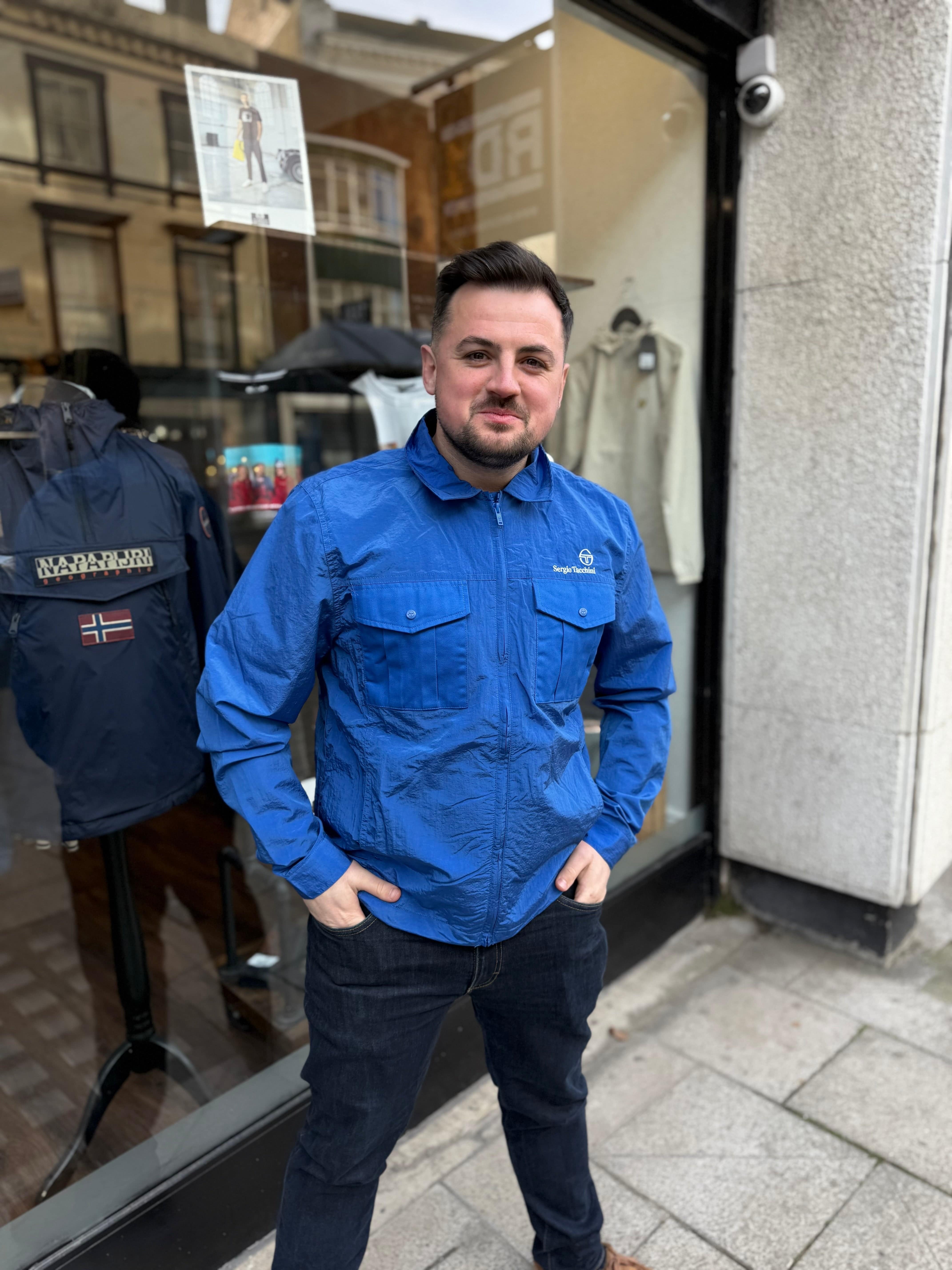 Sergio Tacchini Luciano Reg Fit Shacket In Nautical Blue - Image 3