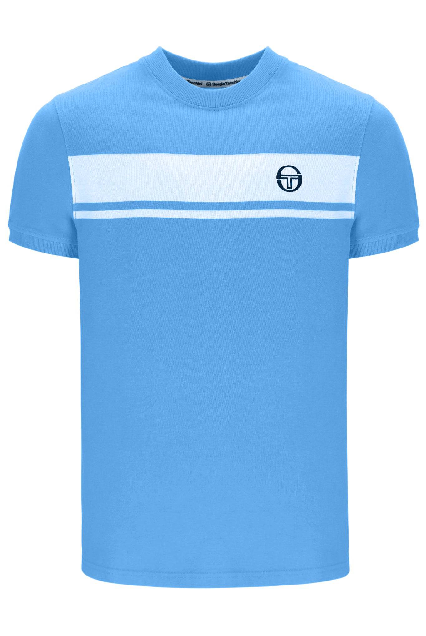 Sergio Tacchini Master T-Shirt in Azure Blue/White - Image 3