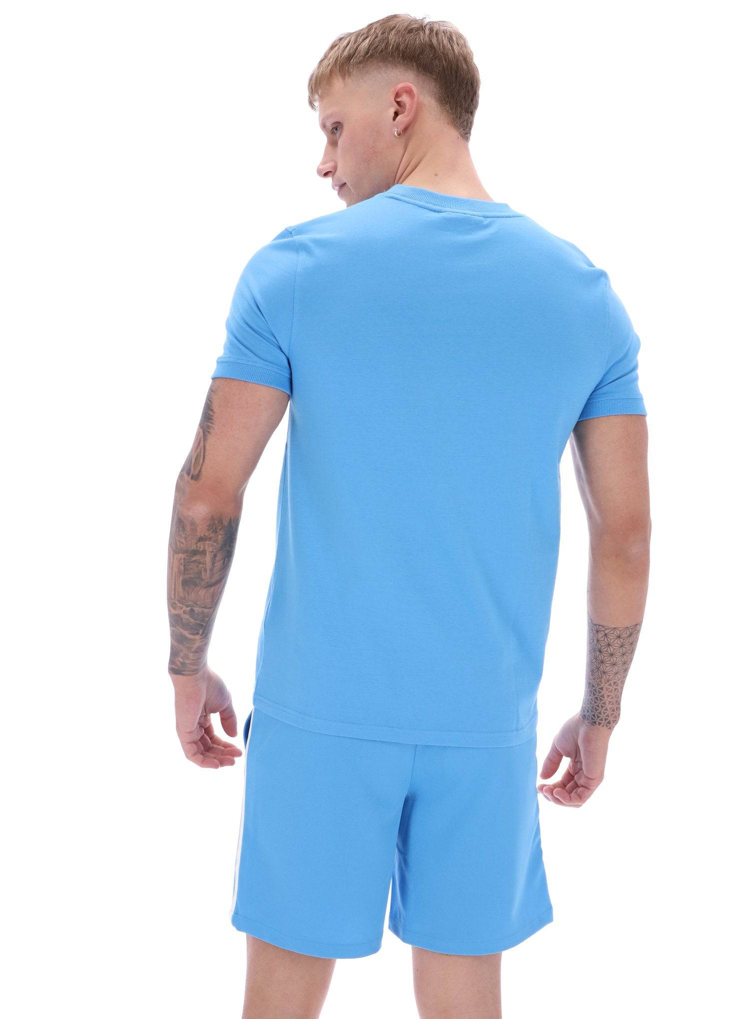 Sergio Tacchini Master T-Shirt in Azure Blue/White - Image 7