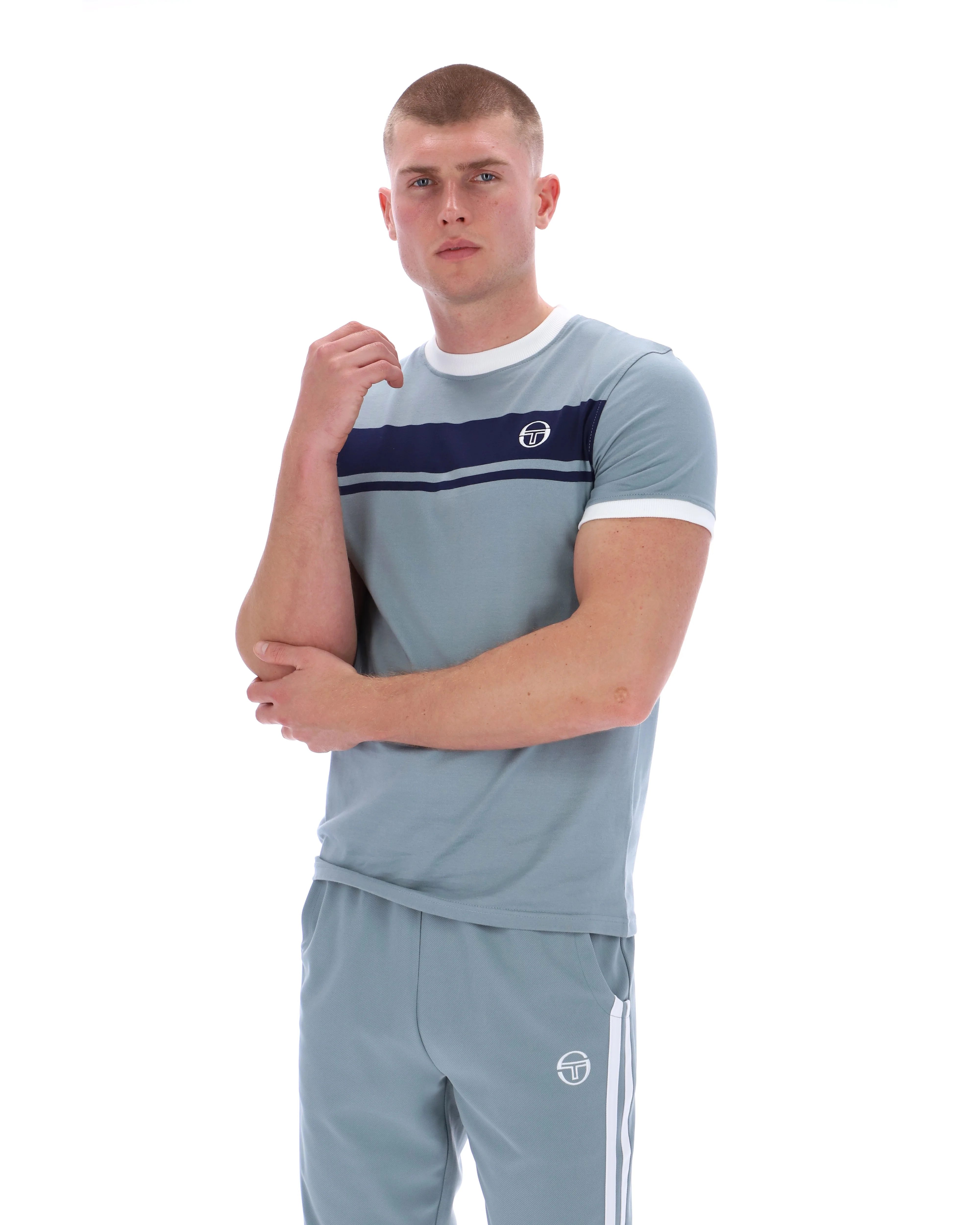 Sergio Tacchini Masters T-Shirt Lead/Navy/White - Image 2