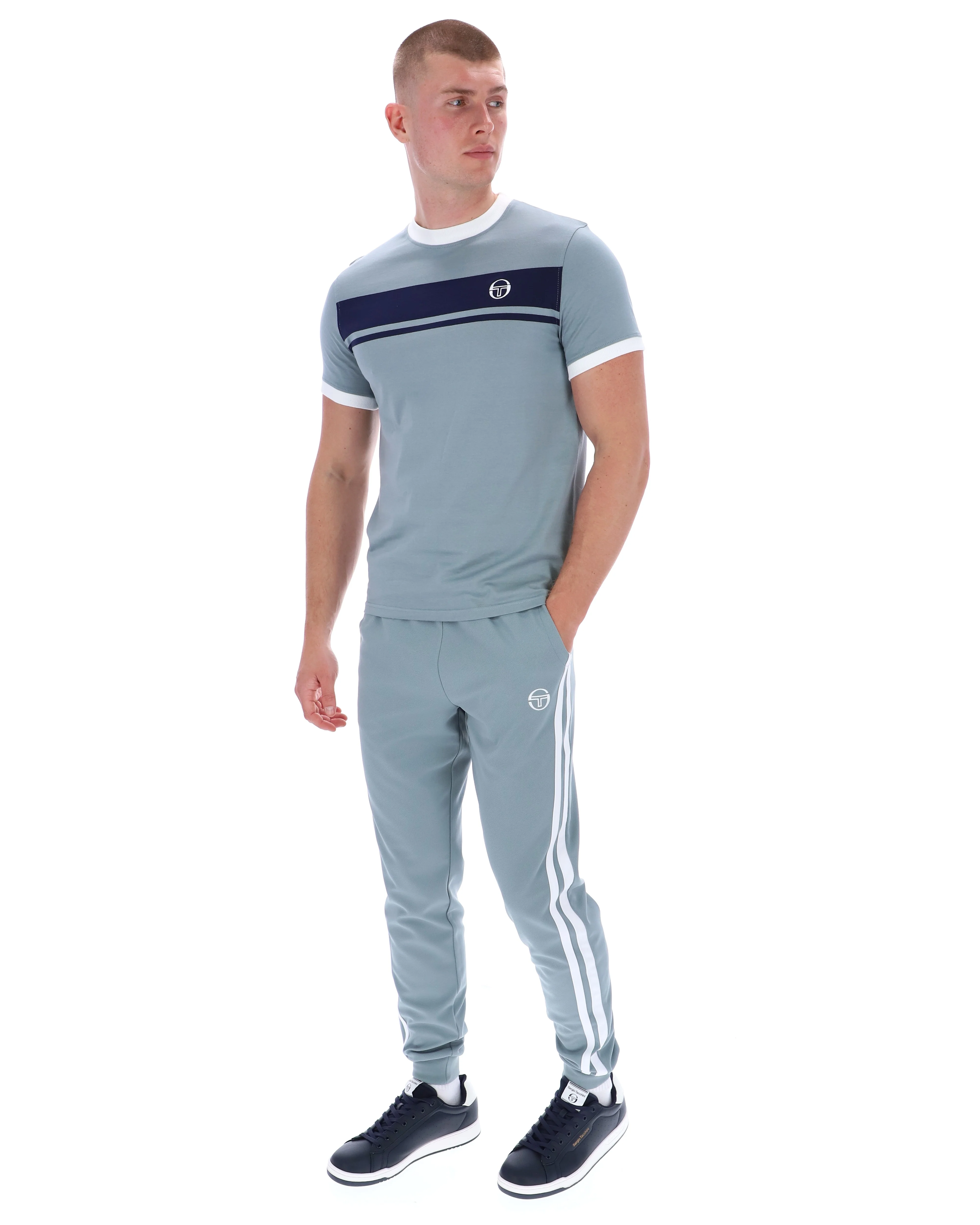 Sergio Tacchini Masters T-Shirt Lead/Navy/White - Image 3