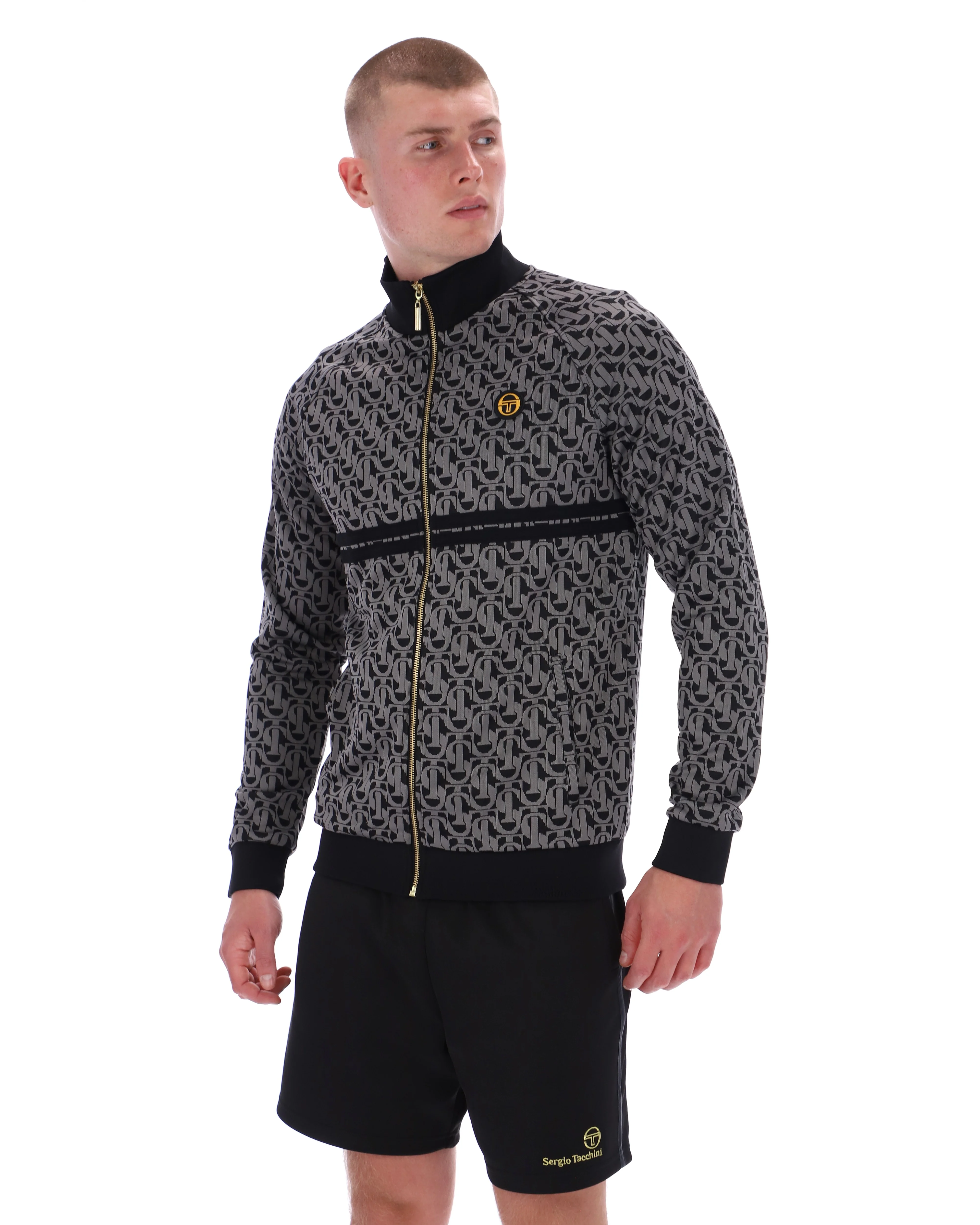 Sergio Tacchini Mono Track Top Black/Charcoal - Image 3