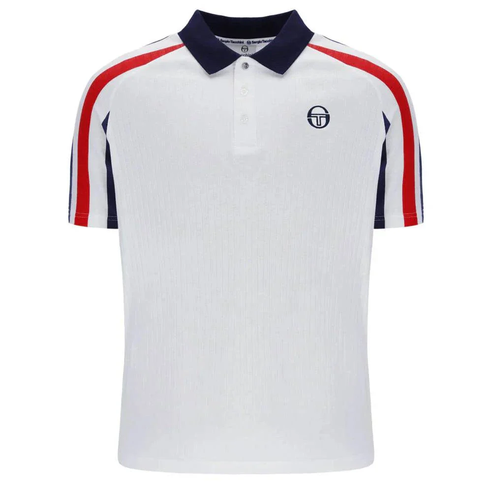 Sergio Tacchini New Blow Polo White/Maritime Blue/Adrenaline Rush