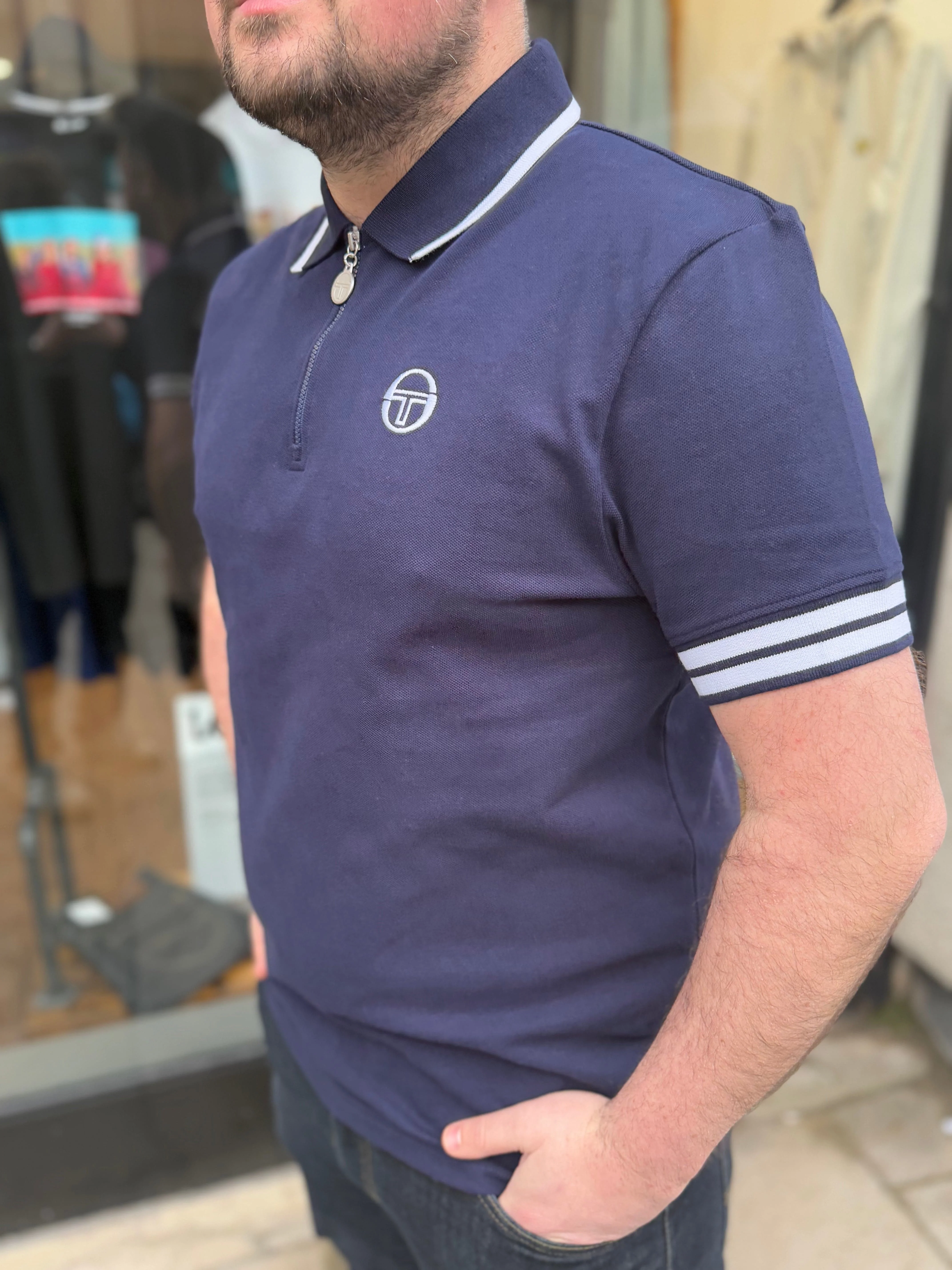 Sergio Tacchini New Iceberg Polo Shirt Maritime Blue/White - Image 2