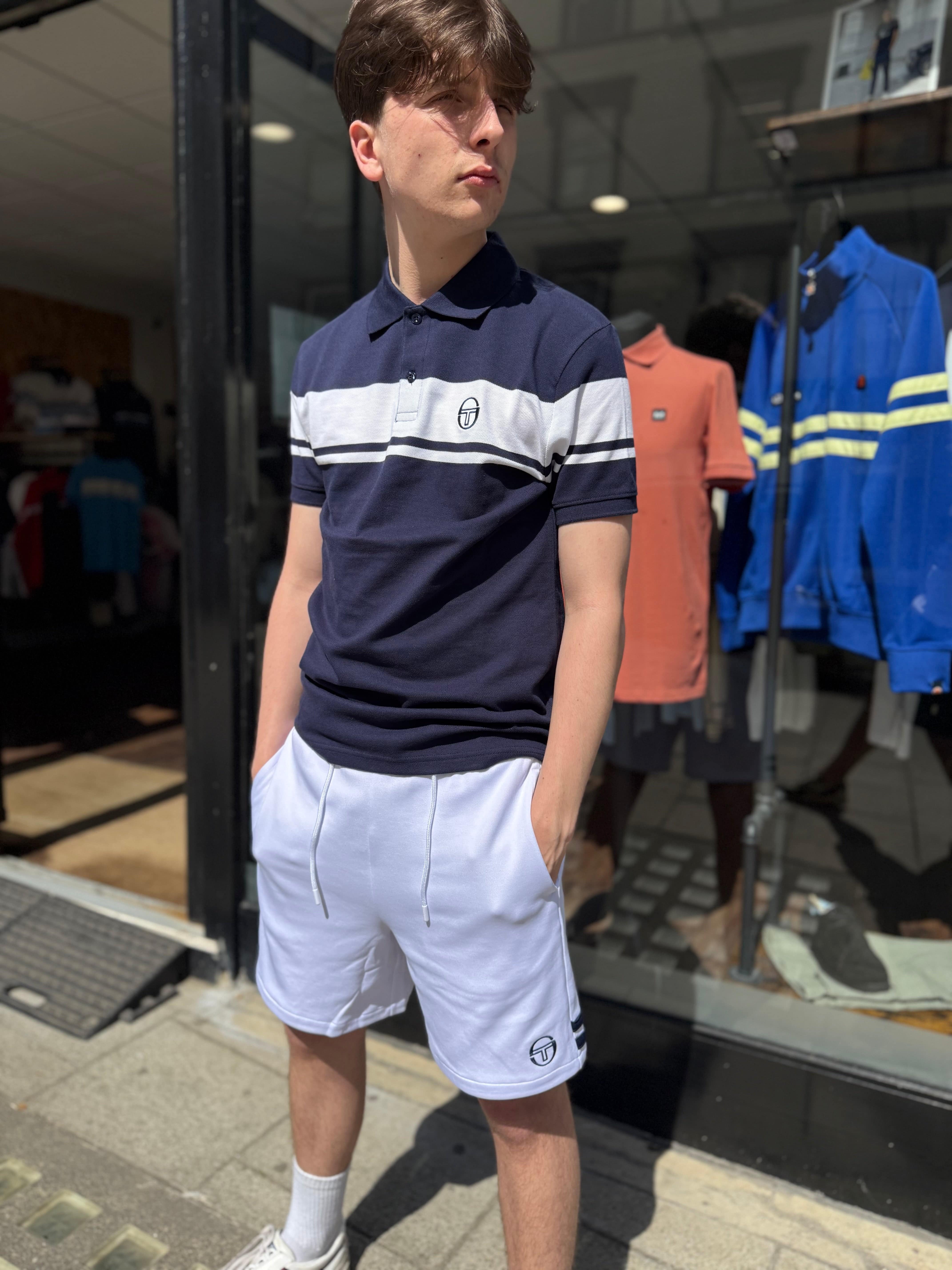 Sergio Tacchini New Orion Jogger Sweat Short White/Maritime Blue - Image 2