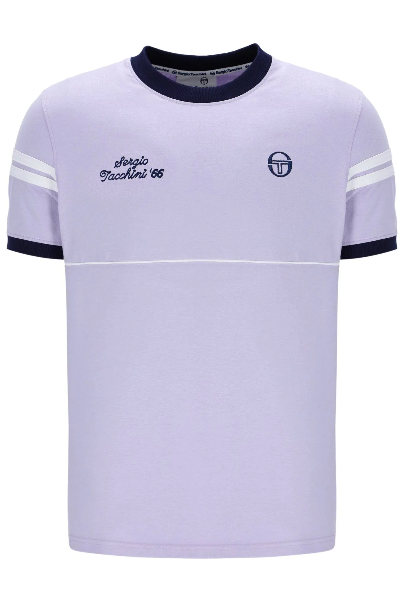 Sergio Tacchini Orion Davis Ringer T-Shirt In Thistle/Maritime Blue/White