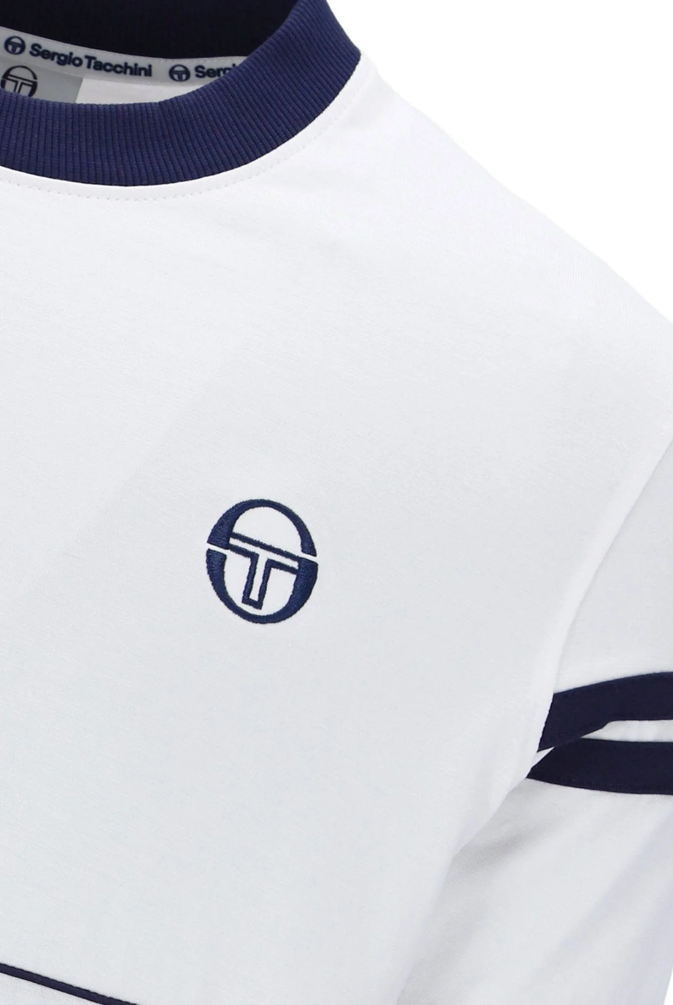 Sergio Tacchini Orion Davis Ringer Tee In White/Maritime Blue - Image 2