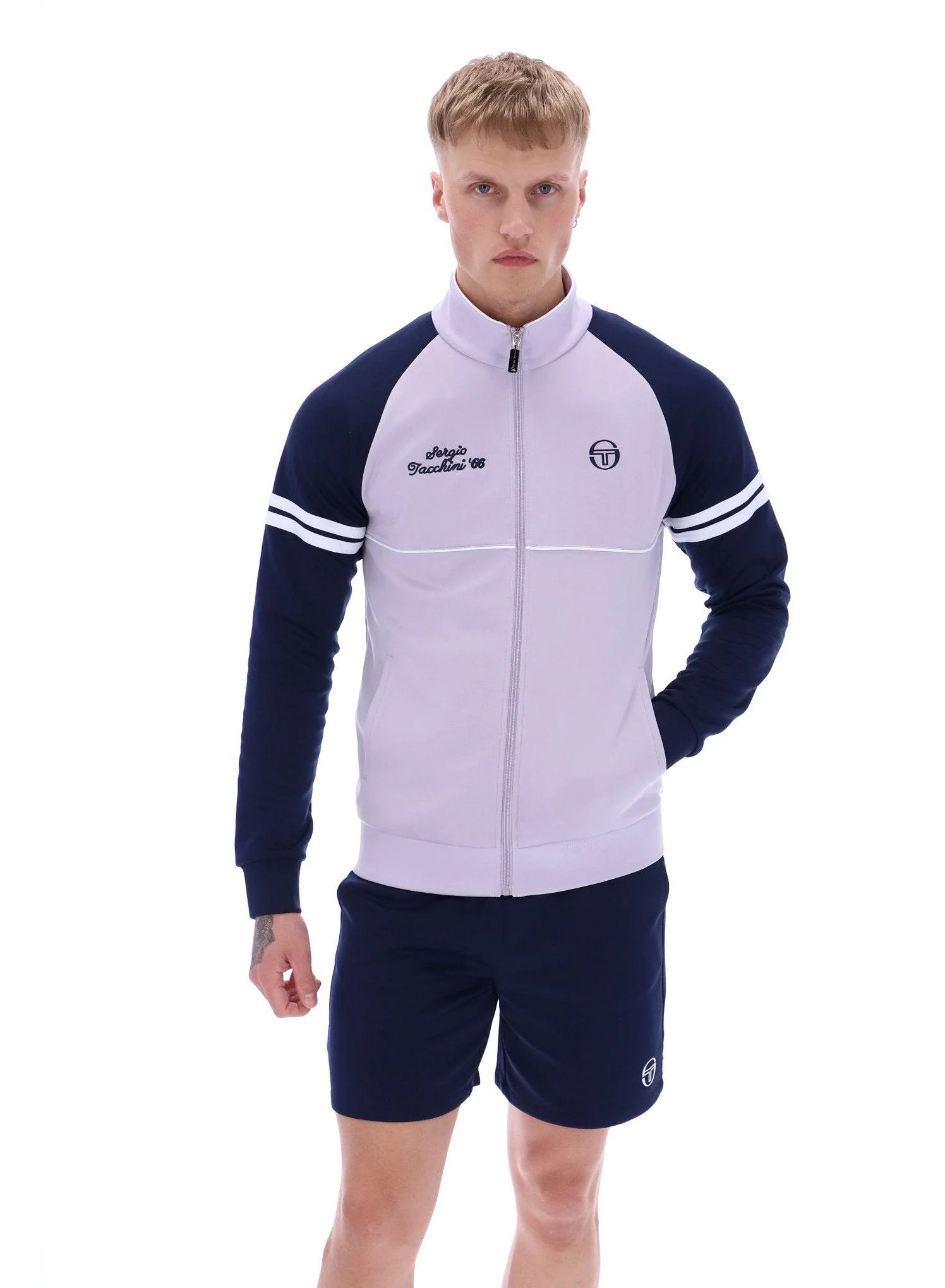 Sergio Tacchini Orion Davis Track Top In Thistle/Maritime Blue/White