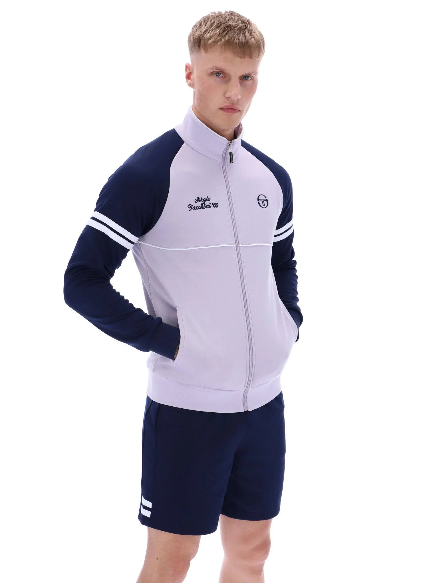 Sergio Tacchini Orion Davis Track Top In Thistle/Maritime Blue/White - Image 2