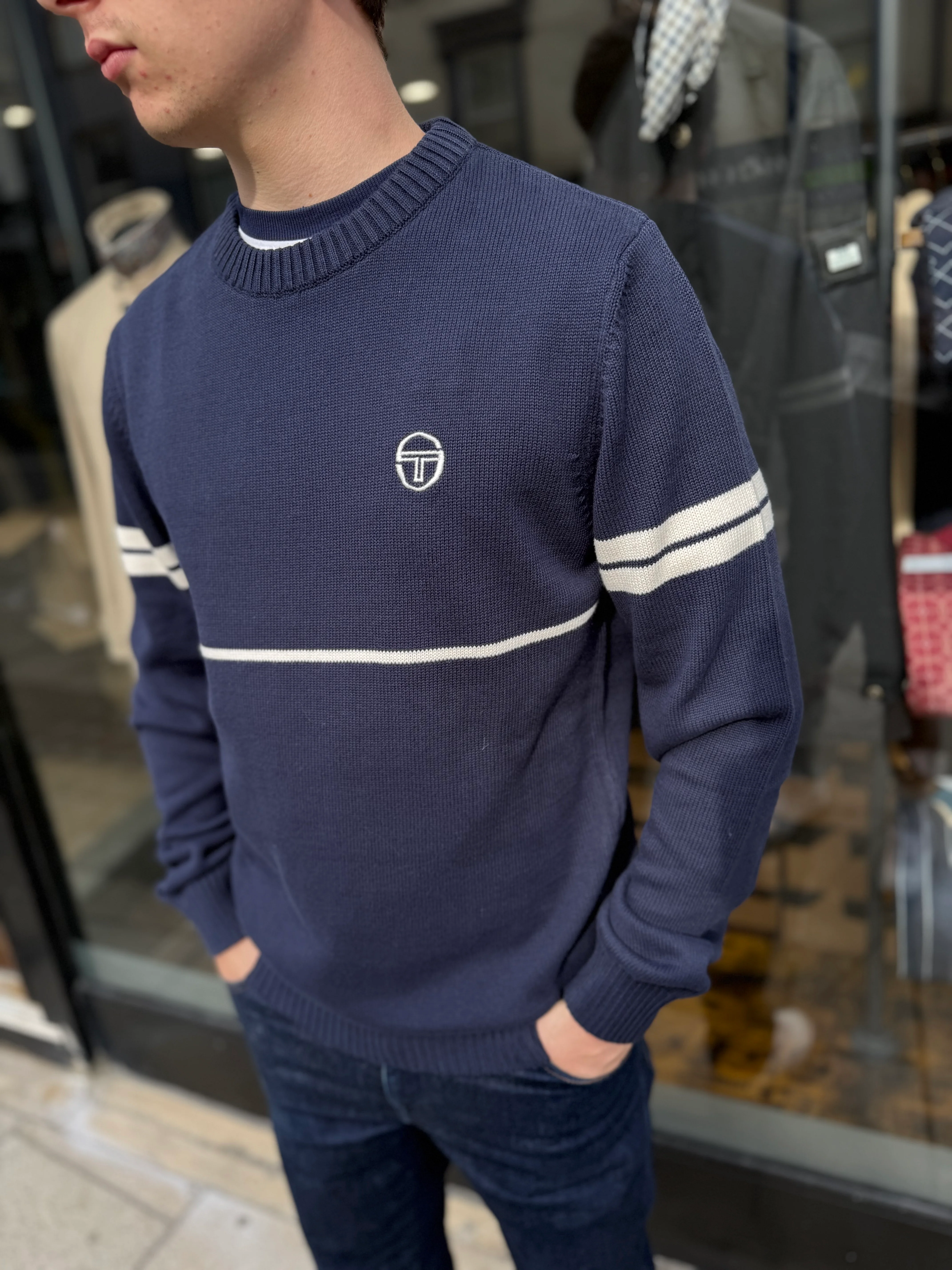Sergio Tacchini Orion Knitted Jumper Navy/Gardenia - Image 2