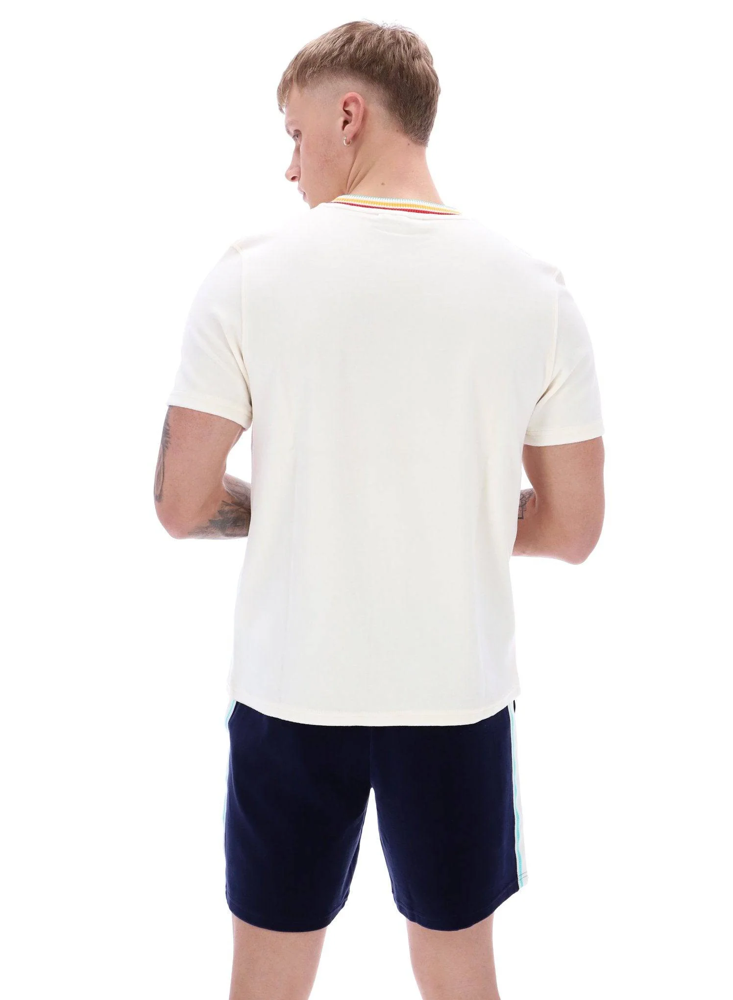 Sergio Tacchini Slice Velour T-shirt in Gardenia/Gold - Image 2