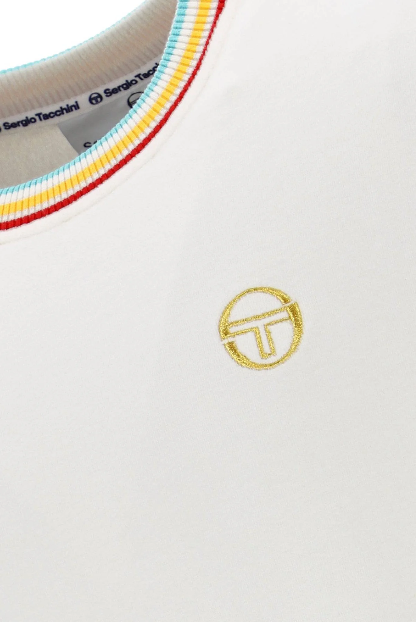 Sergio Tacchini Slice Velour T-shirt in Gardenia/Gold - Image 3