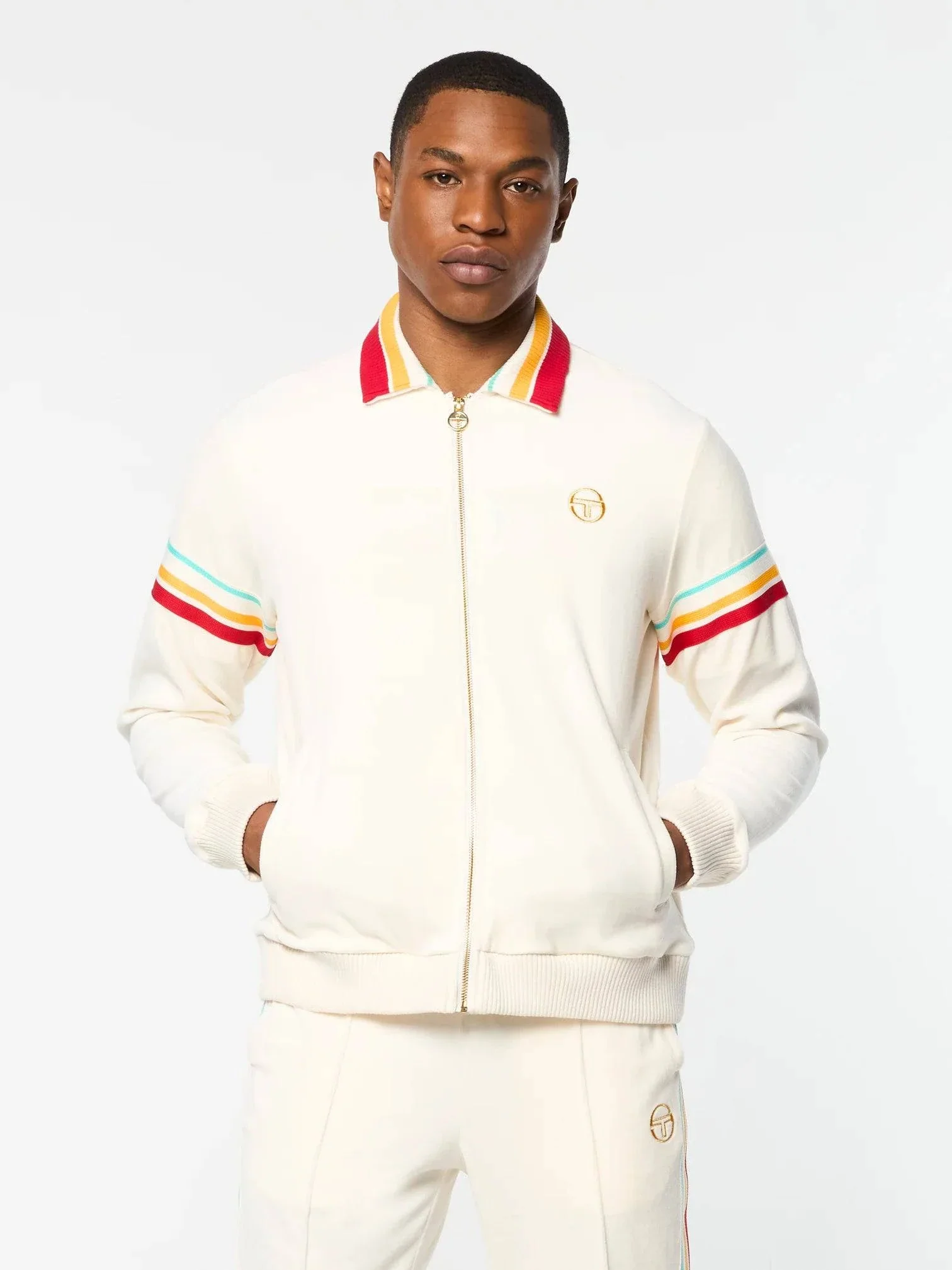 Sergio Tacchini Slice Velour Track Top Gardenia/Gold - Image 2