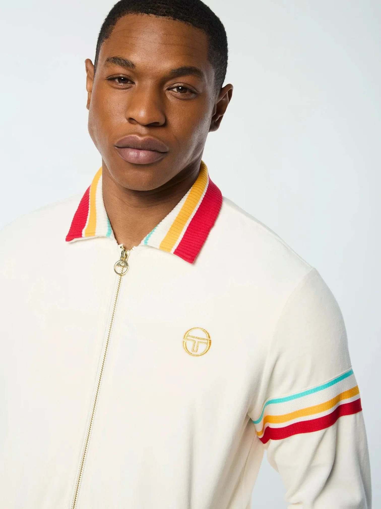 Sergio Tacchini Slice Velour Track Top Gardenia/Gold - Image 4