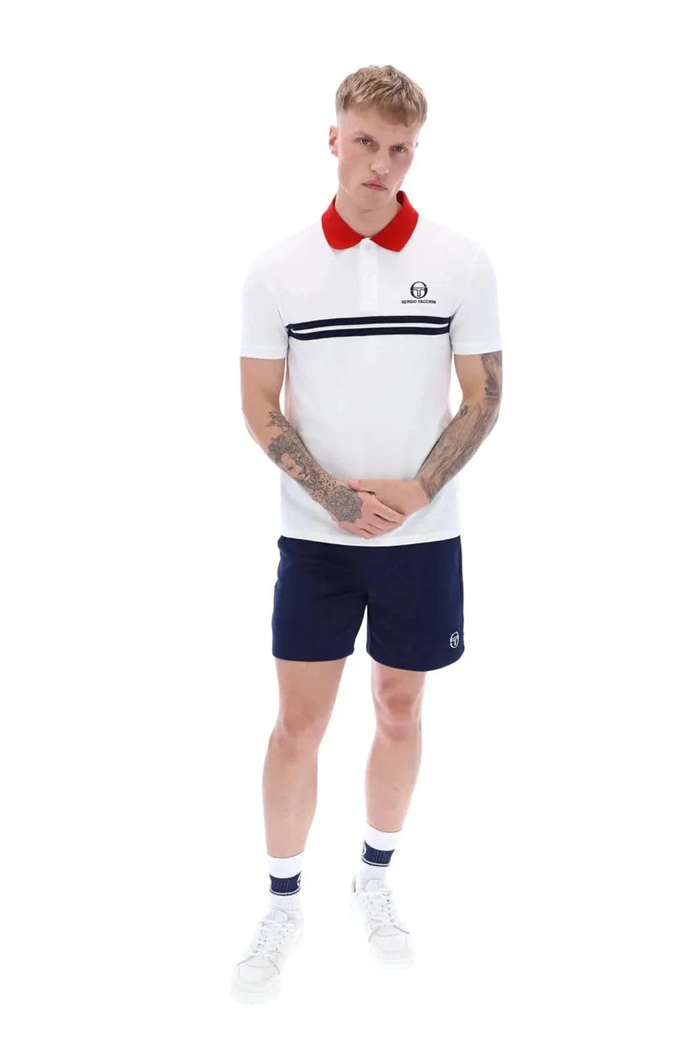 Sergio Tacchini Supermac Polo In White/Adrenaline Rush - Image 2