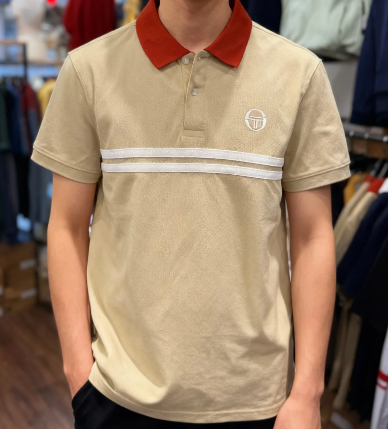 Sergio Tacchini Supermac Polo in Rooibos Tea/Mojave Desert/Gardenia