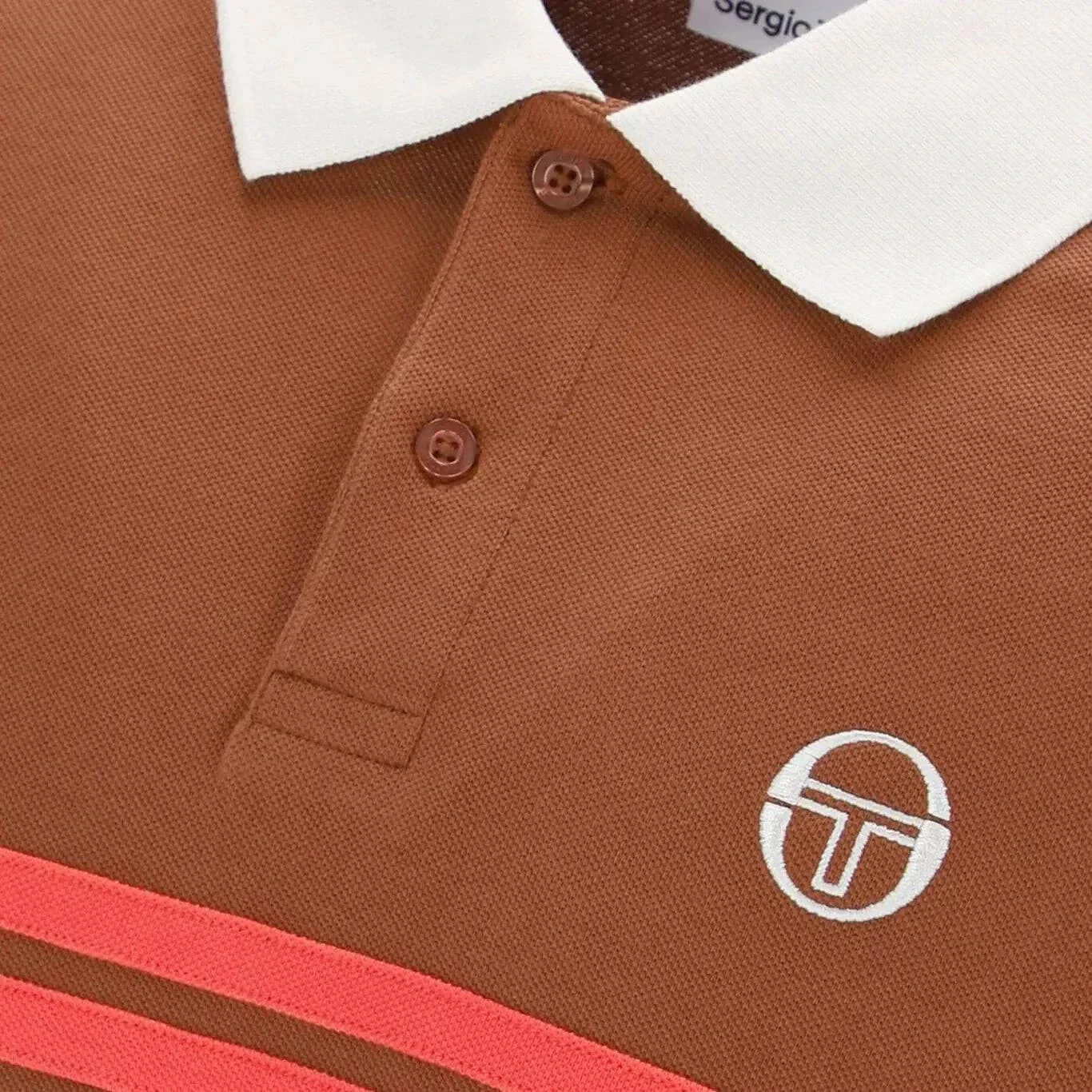 Sergio Tacchini Supermac Polo Shirt Mocha Bisque/Gardenia/Dubarry - Image 2