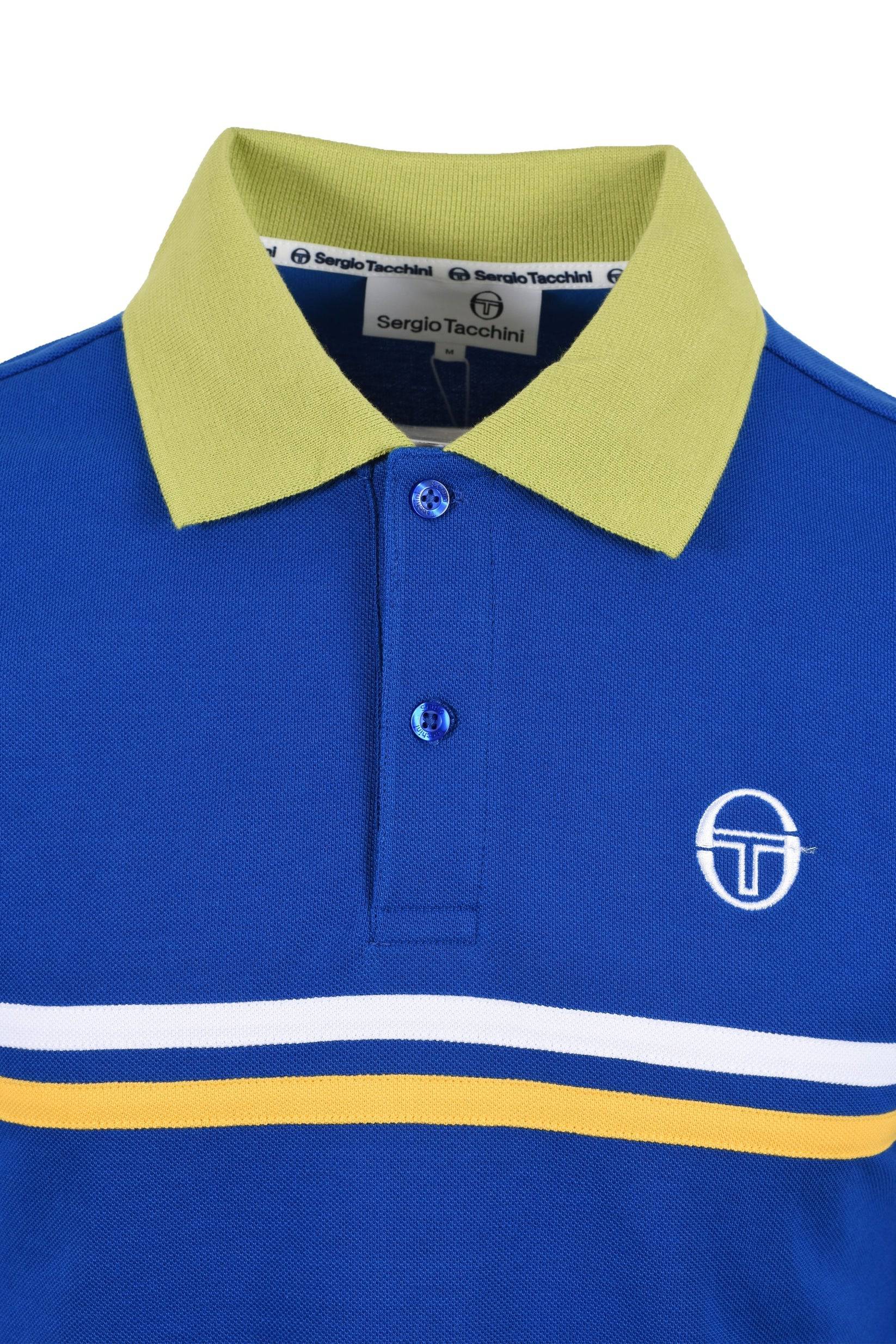Sergio Tacchini Supermac Polo Shirt Nautical Blue/Dark Citron/Daffodil - Image 2