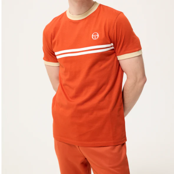 Sergio Tacchini Supermac T-Shirt in Rooibos Tea/Mojave Desert/Gardenia
