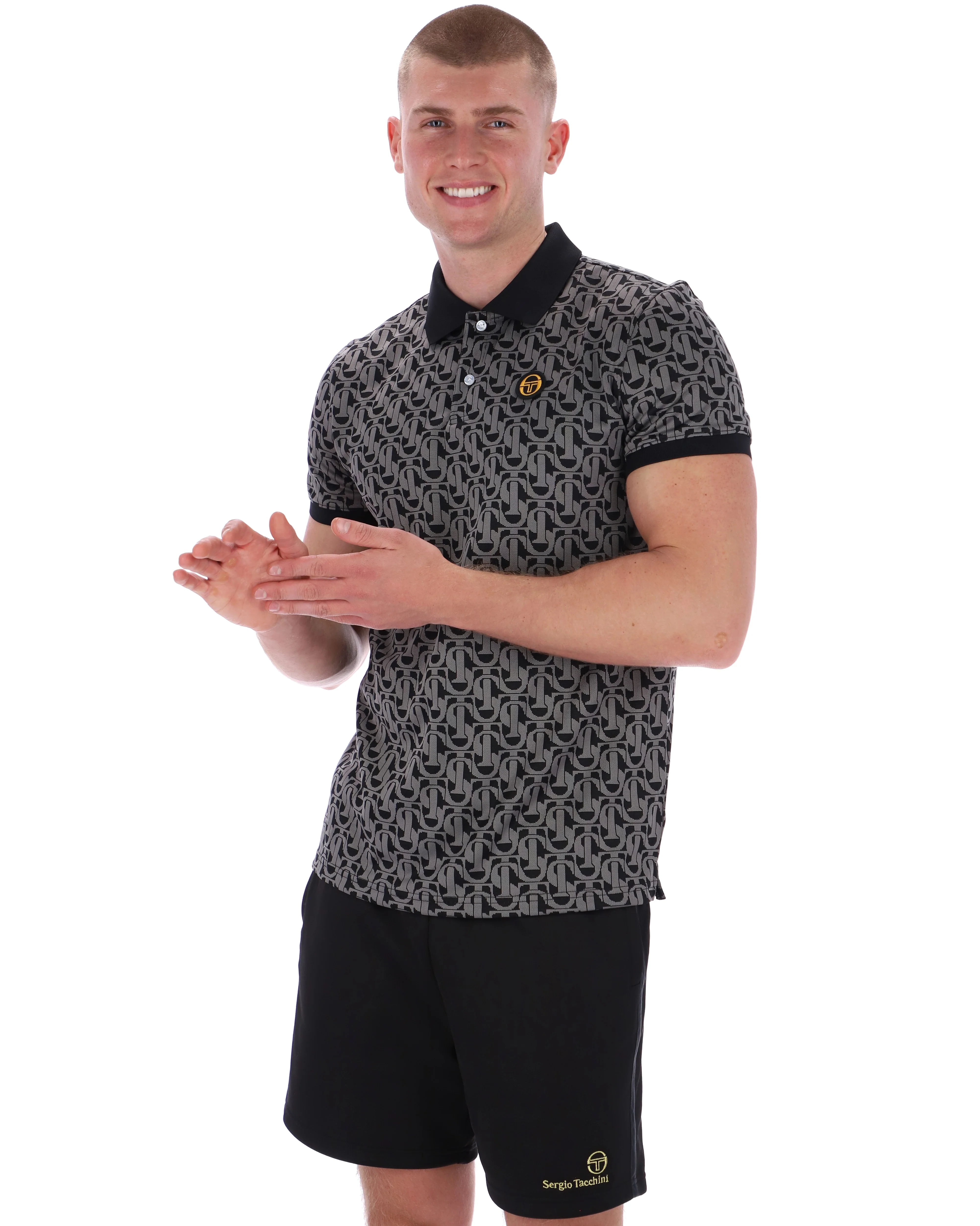 Sergio Tacchini Wilmer Monogram Polo Black/Charcoal - Image 3