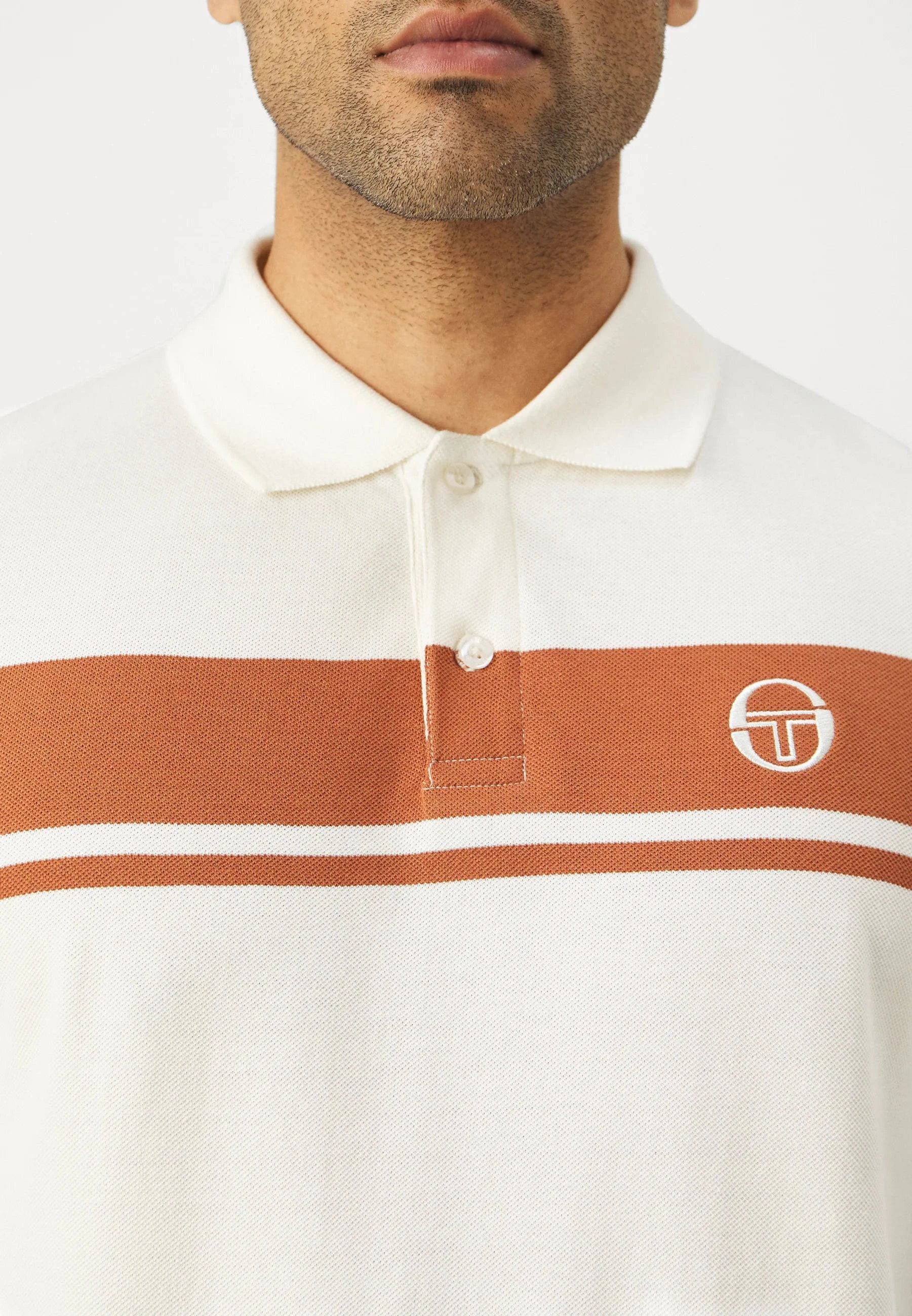 Sergio Tacchini Young Line Long Sleeve Polo Shirt Gardenia/Mocha Bisque - Image 2