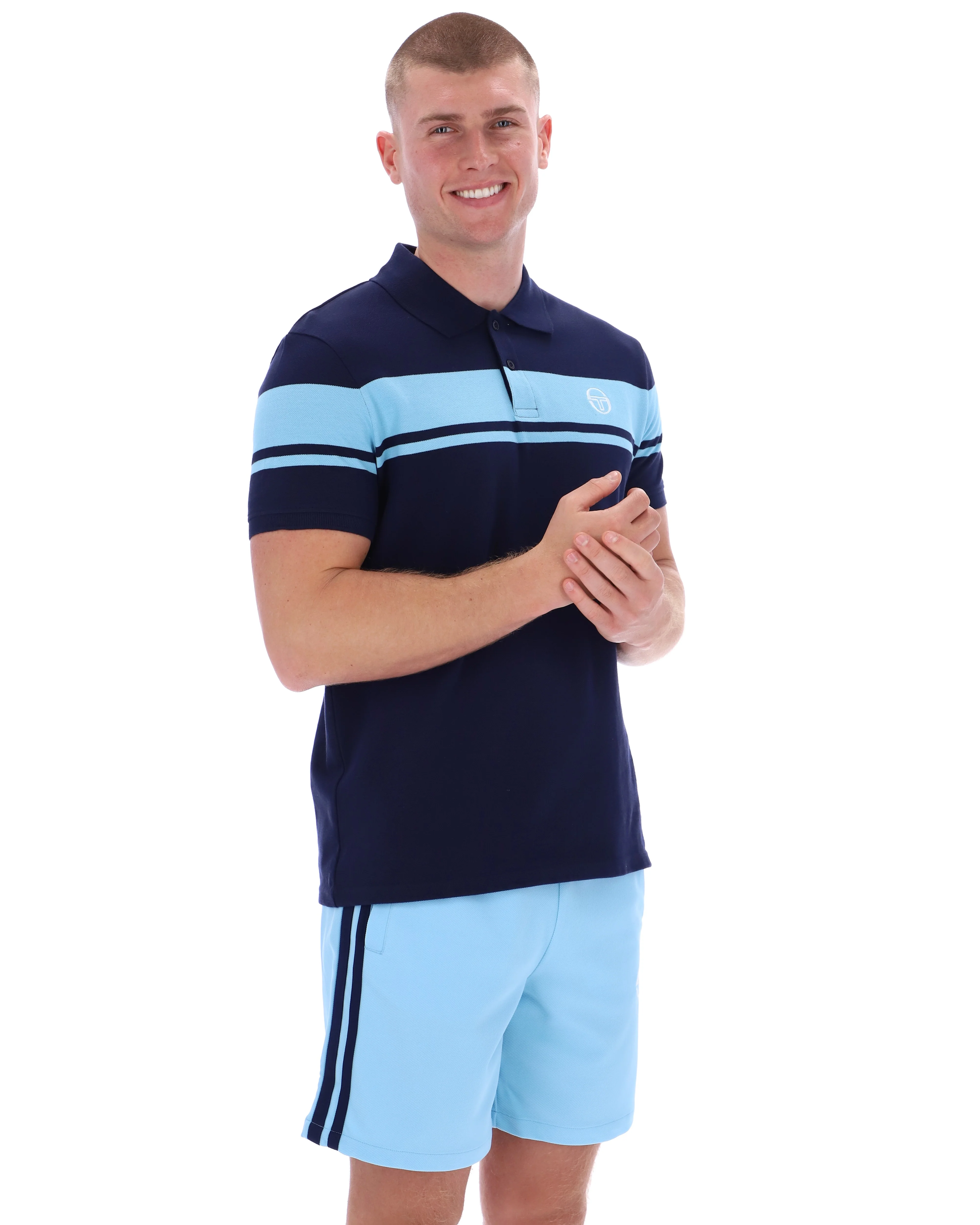 Sergio Tacchini Young Line Polo Shirt Navy/Baltic Sea - Image 2