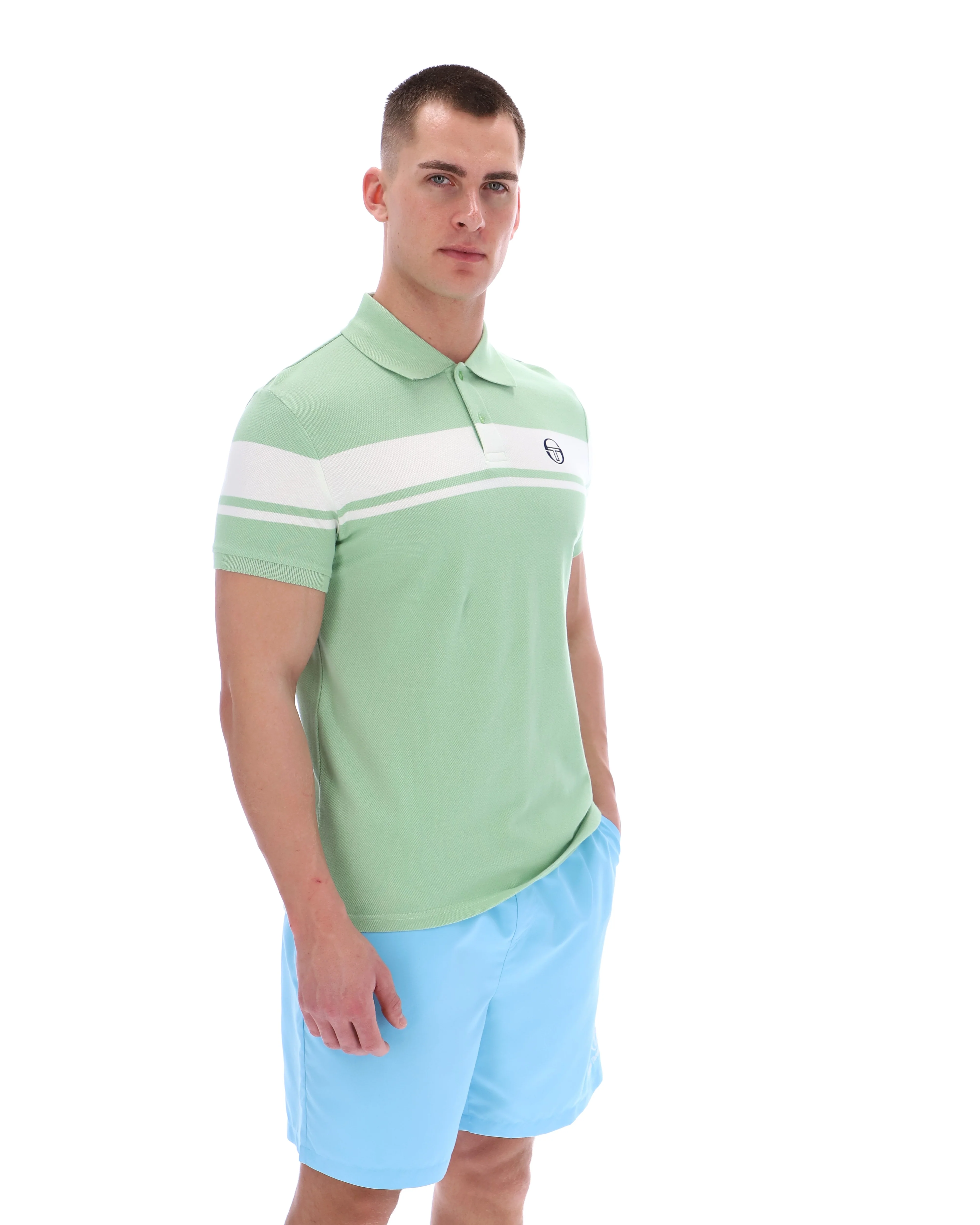 Sergio Tacchini Young Line Polo Shirt Quiet Green/White - Image 3