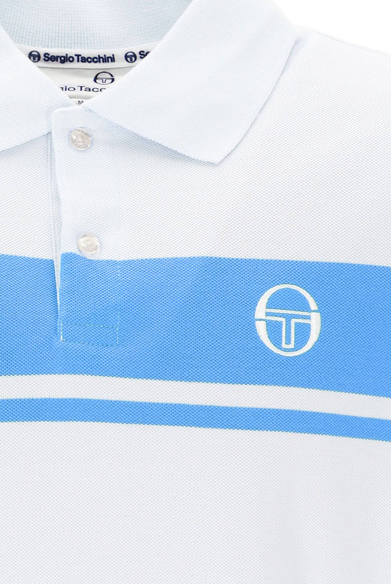 Sergio Tacchini Young Line Polo Shirt White/Azure Blue - Image 3