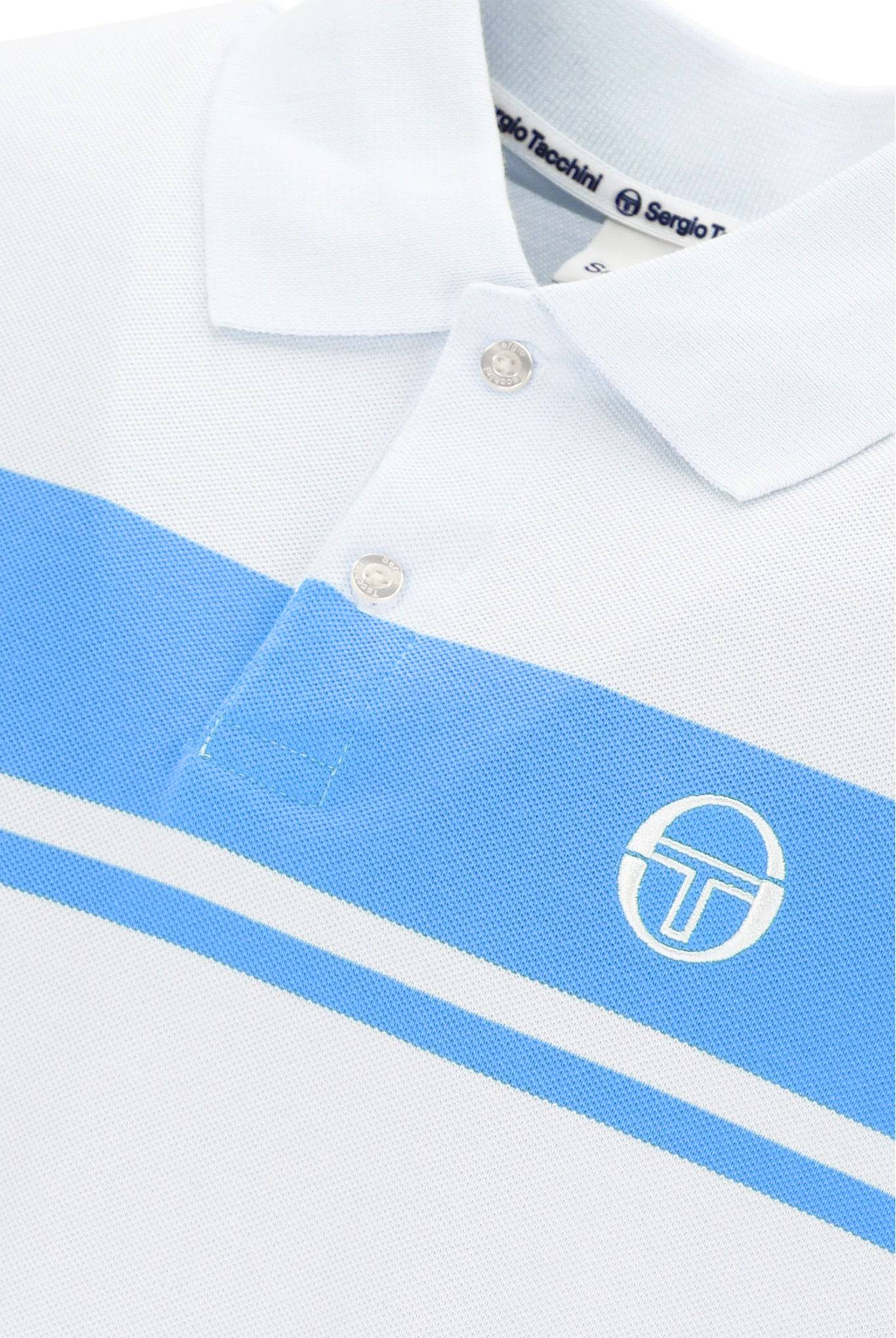 Sergio Tacchini Young Line Polo Shirt White/Azure Blue - Image 4