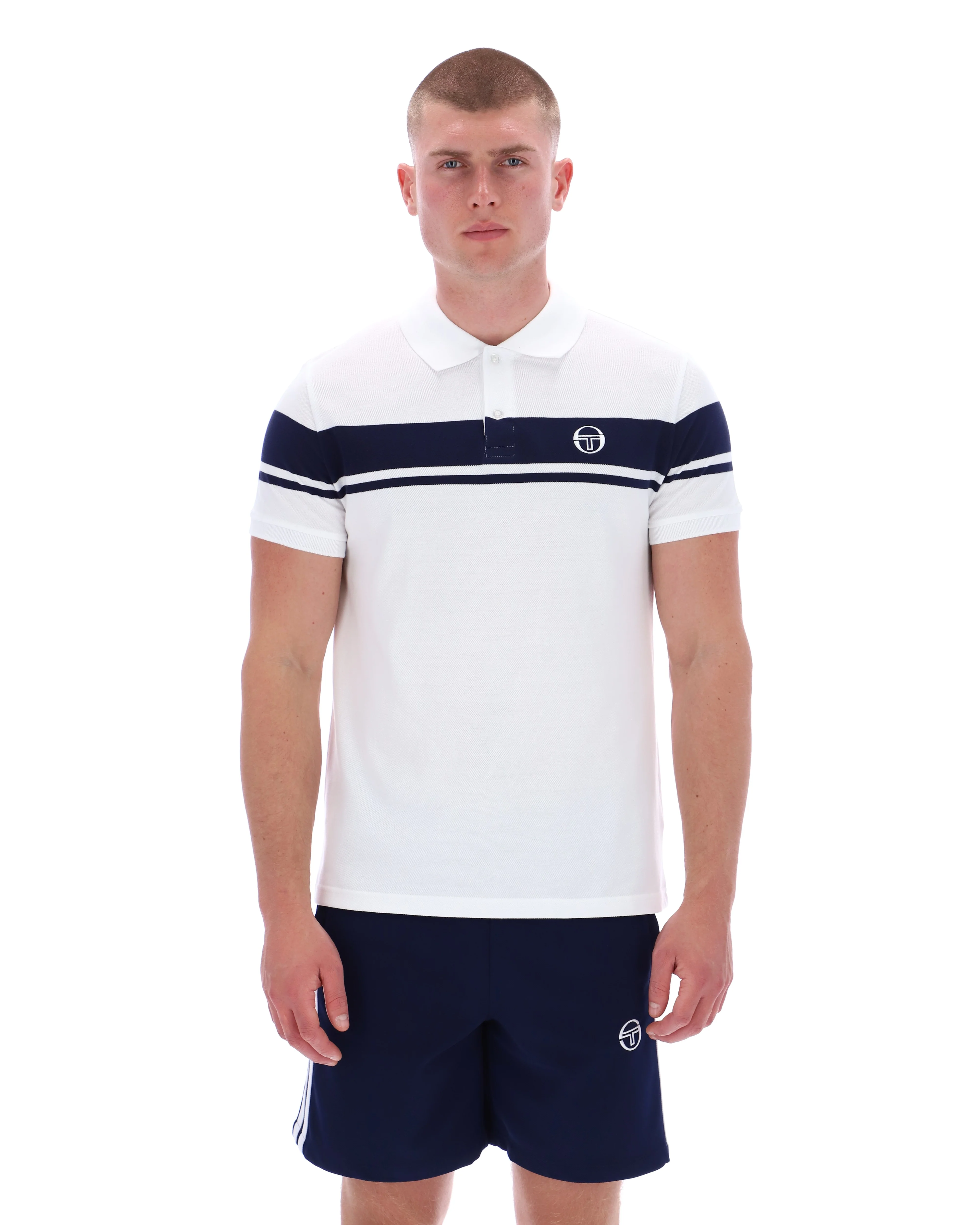 Sergio Tacchini Young Line Polo Shirt White/Navy - Image 2