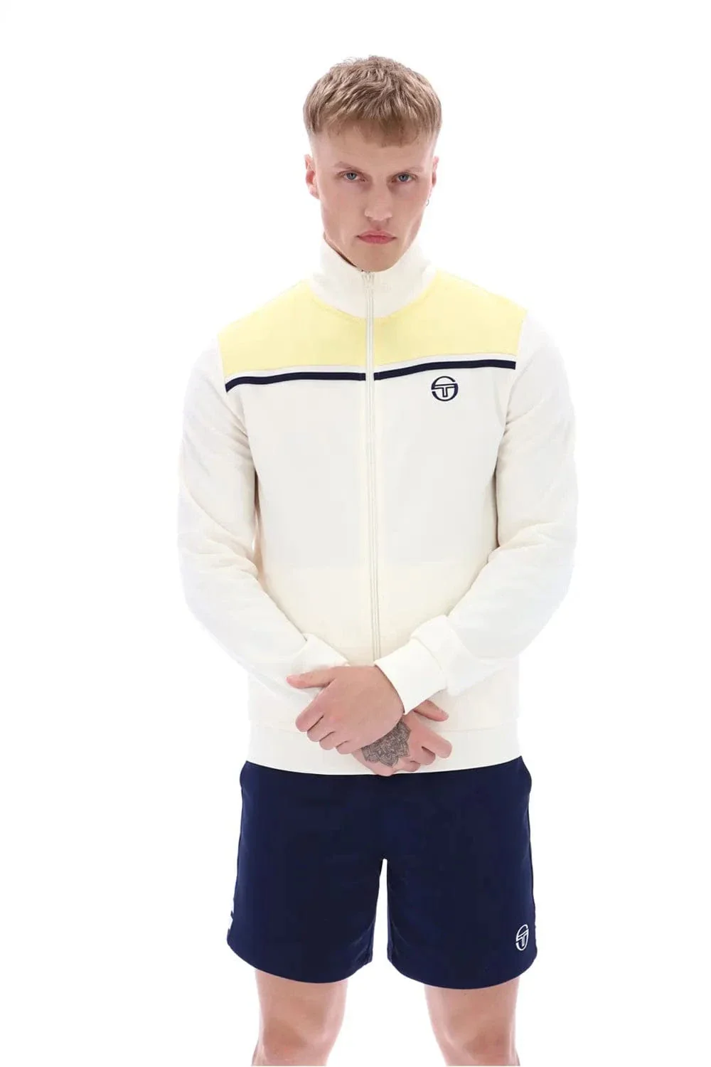 Sergio Tacchini Young Line Track Top In White/Pale Banana - Image 2