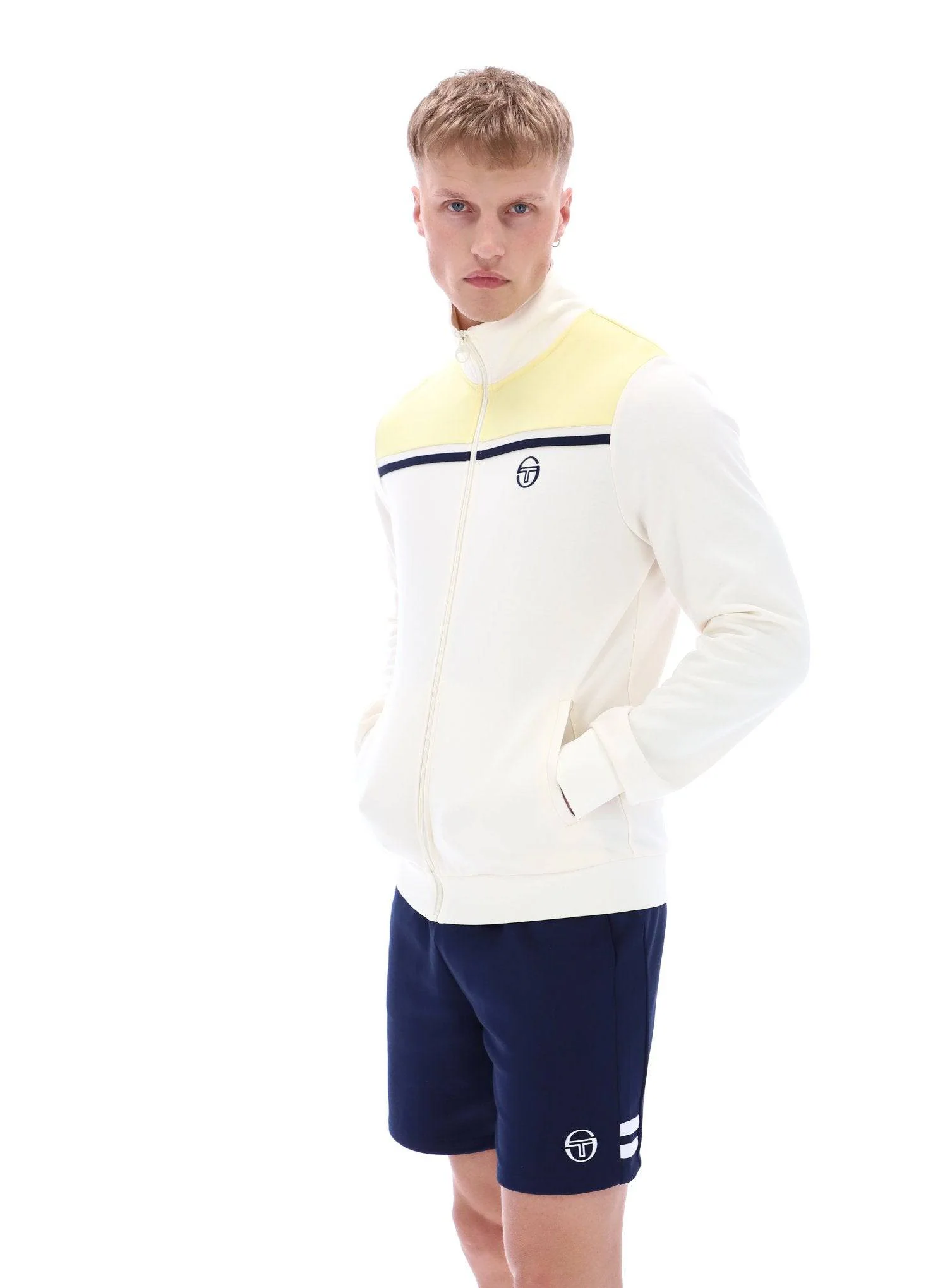 Sergio Tacchini Young Line Track Top In White/Pale Banana - Image 7