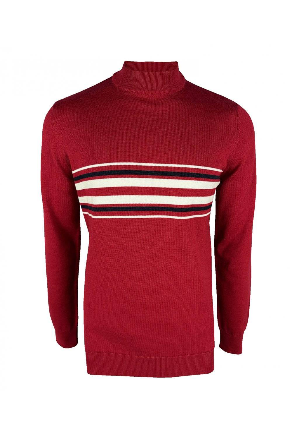 Ska & Soul Knebworth Border Stripe Knit In Blood Red - Image 3