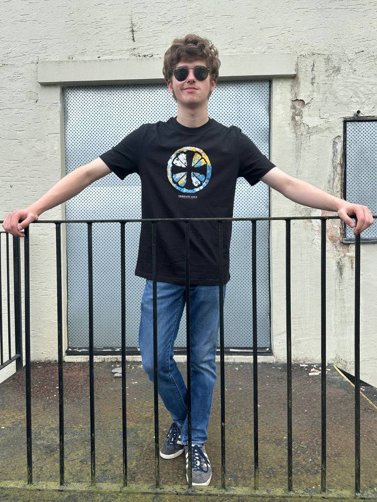 Terrace Cult Adored T-Shirt Black/Sky Bkue - Image 3