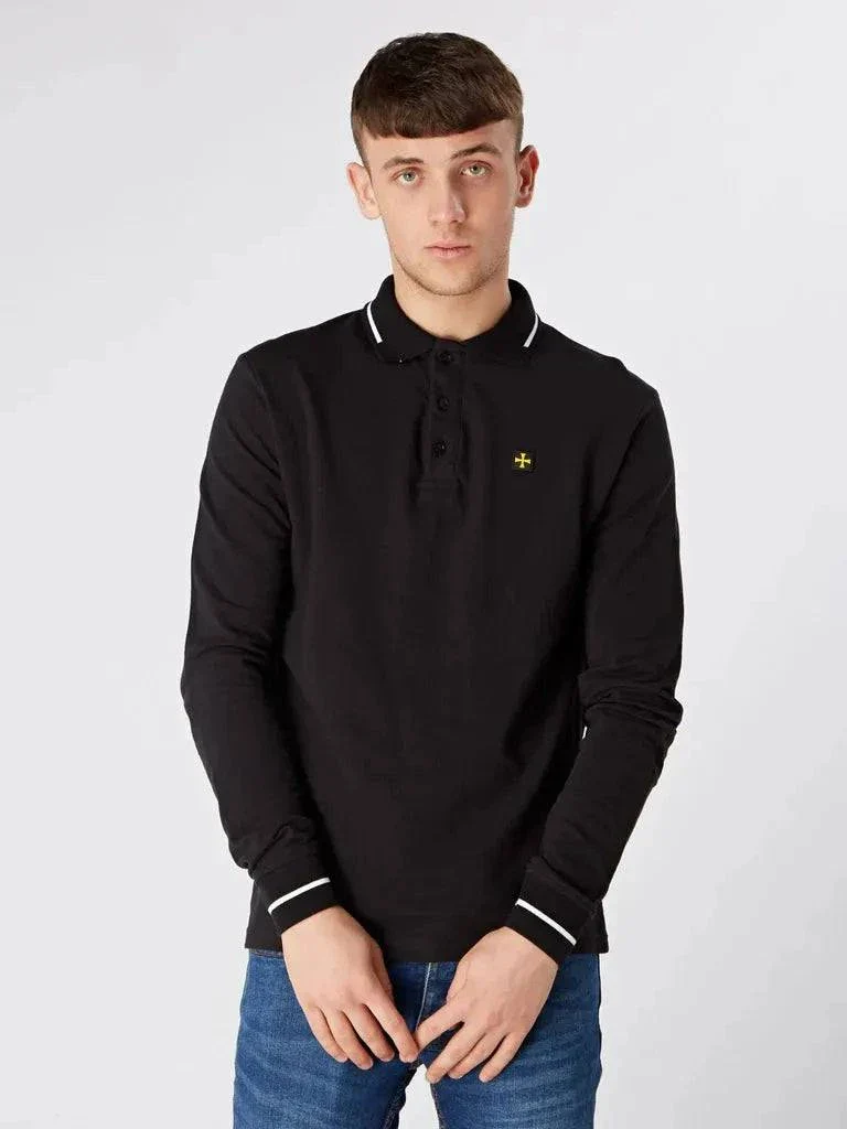 Terrace Cult Long Sleeve Premium Polo: Black