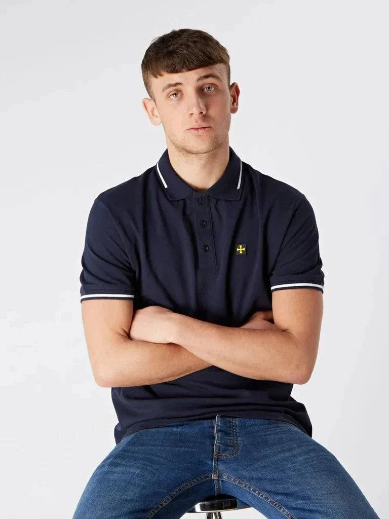 Terrace Cult Premium Pique Polo In Navy/White