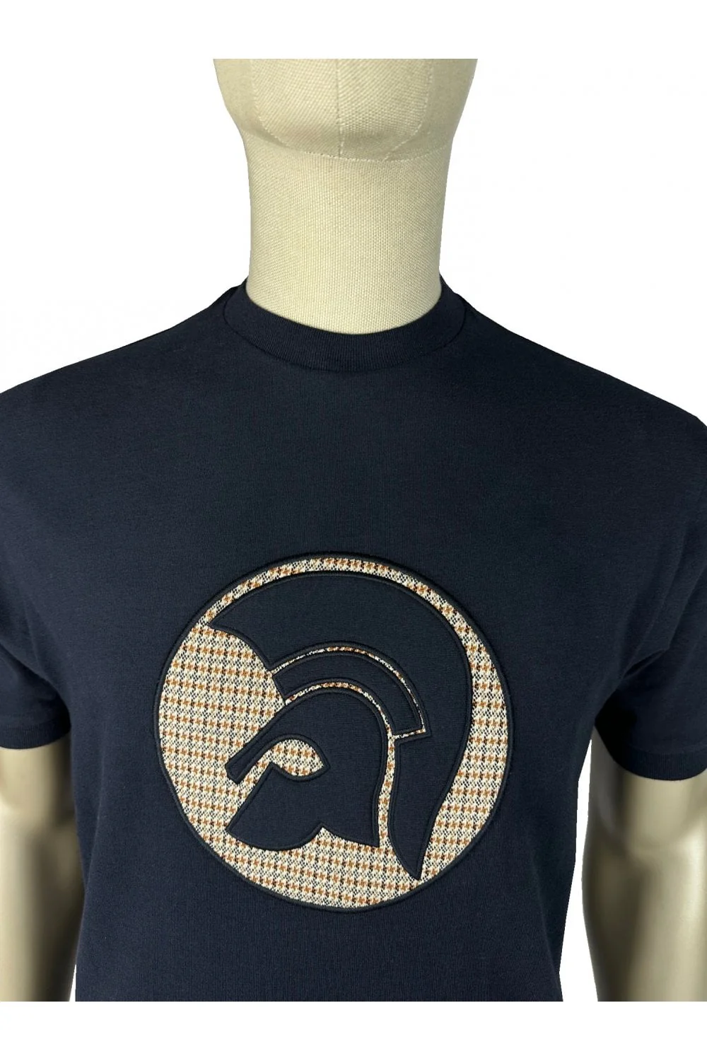 Trojan Applique Jacquard Logo T-Shirt Navy - Image 2