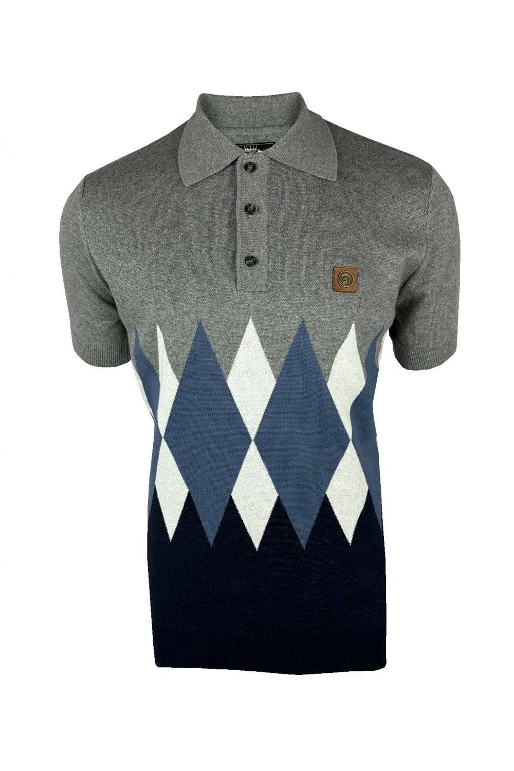 Trojan Border Diamond Fine Gauge Polo Grey - Image 2