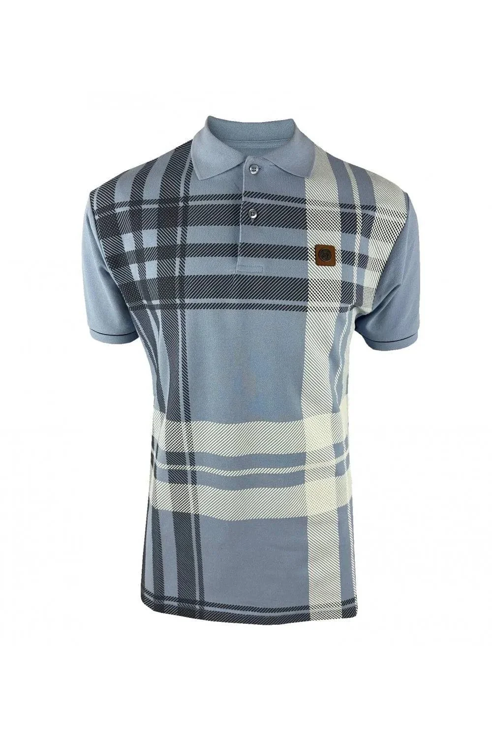 Trojan Check Panel Polo In Sky - Image 2